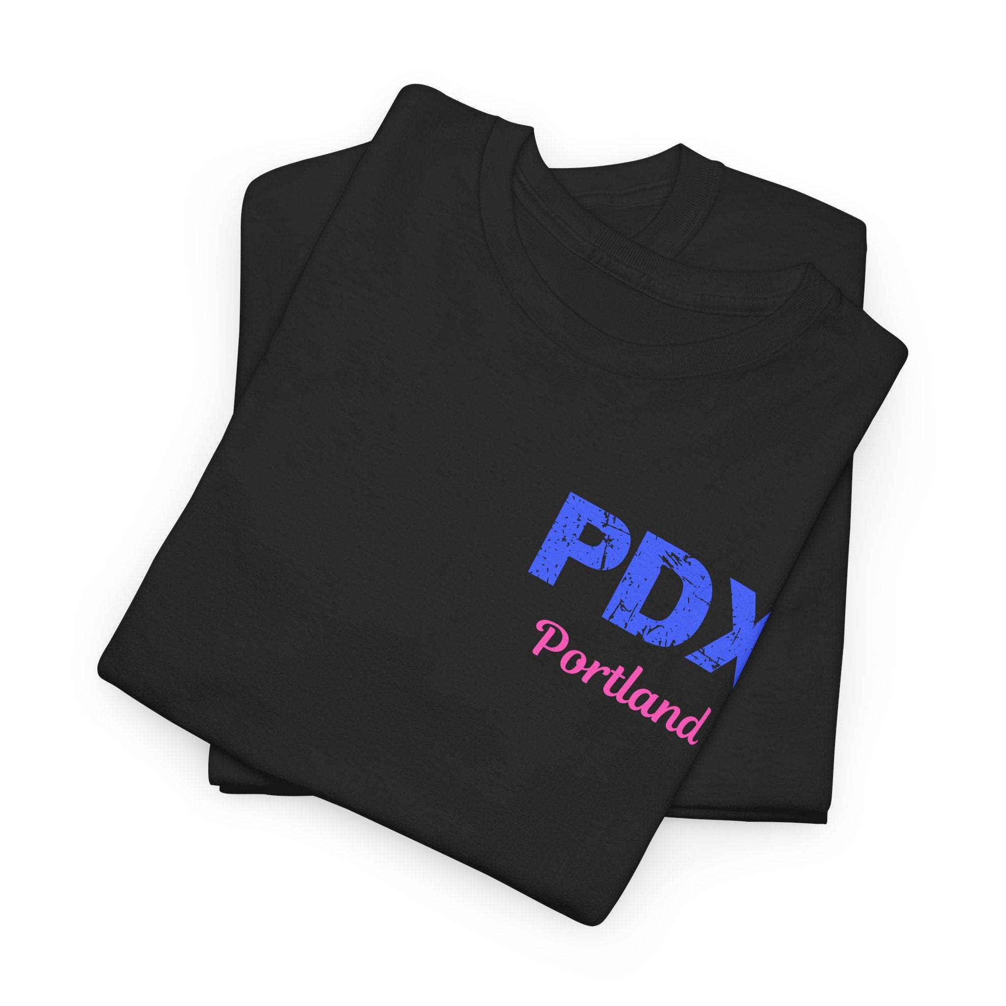Distressed Letters PDX Portland International Airport Unisex Heavy Cotton Tee  Shirt