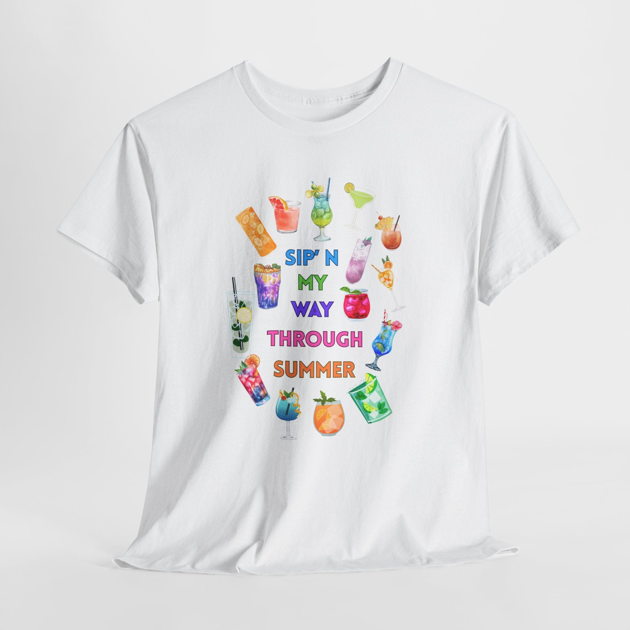 Declare Cocktail Culture at its finest Colorful Summer Unisex Tee - Sip'in My Way Through the Summer