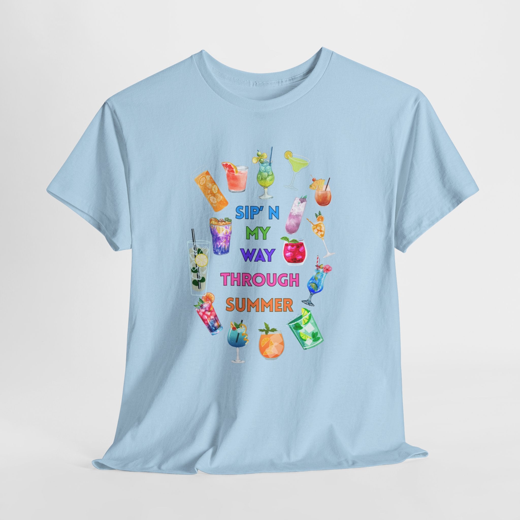 Declare Cocktail Culture at its finest Colorful Summer Unisex Tee - Sip'in My Way Through the Summer