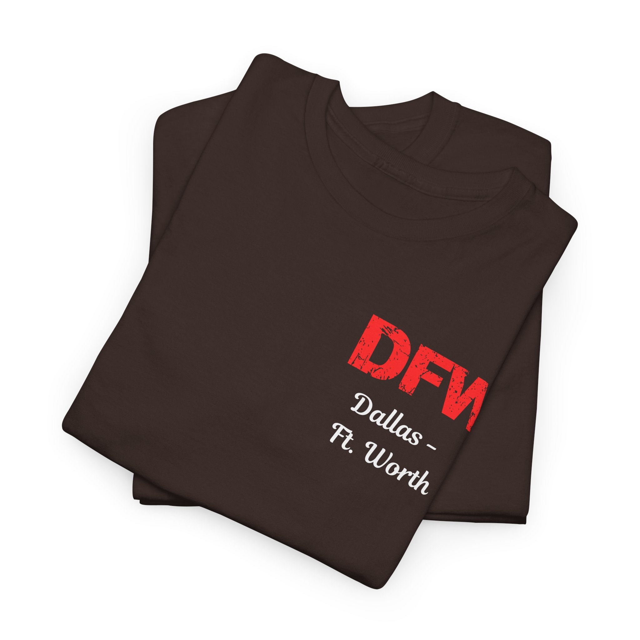 Distressed Letters DFW Dallas Fort Worth International Airport Unisex Heavy Cotton Tee