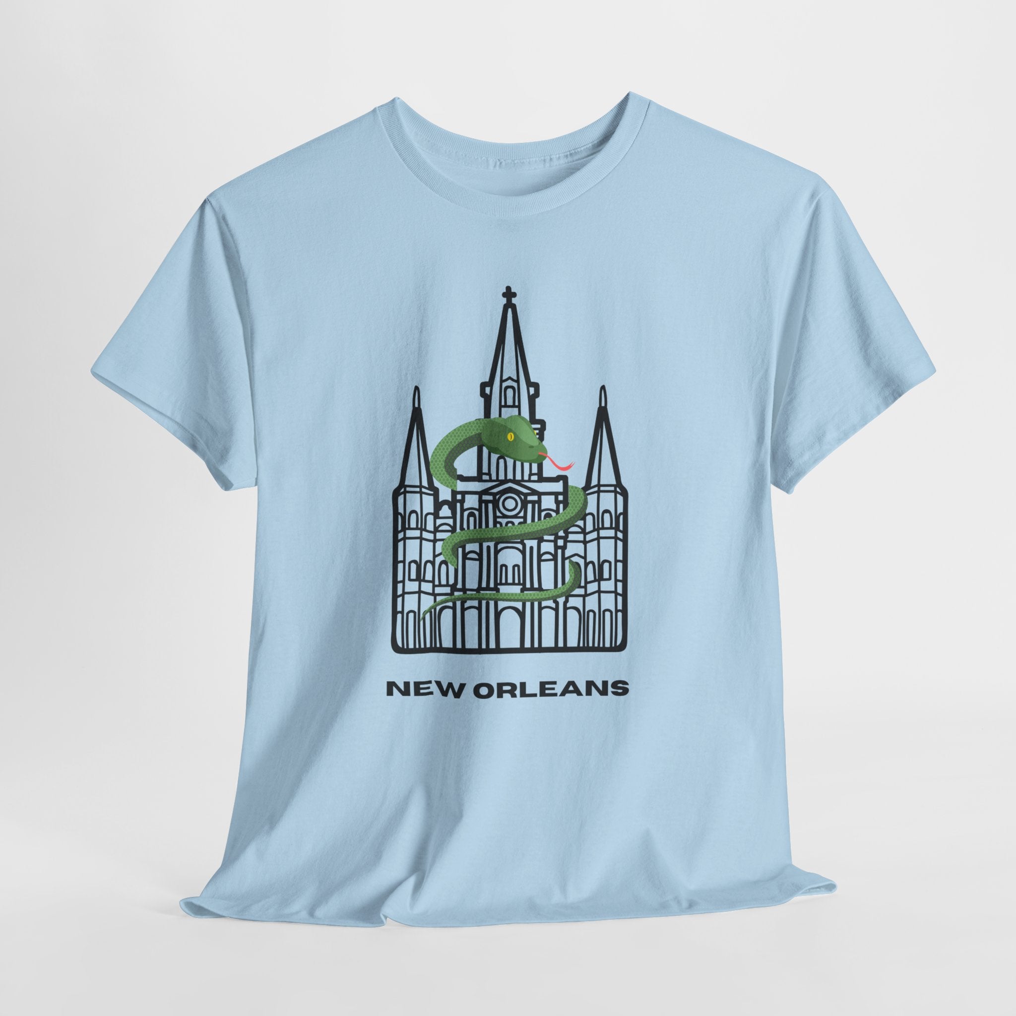 Fun New Orleans St. Louis Cathedral  Graphic Unisex Heavy Cotton Tee — St. Louis Cathedral Line Art T‑Shirt