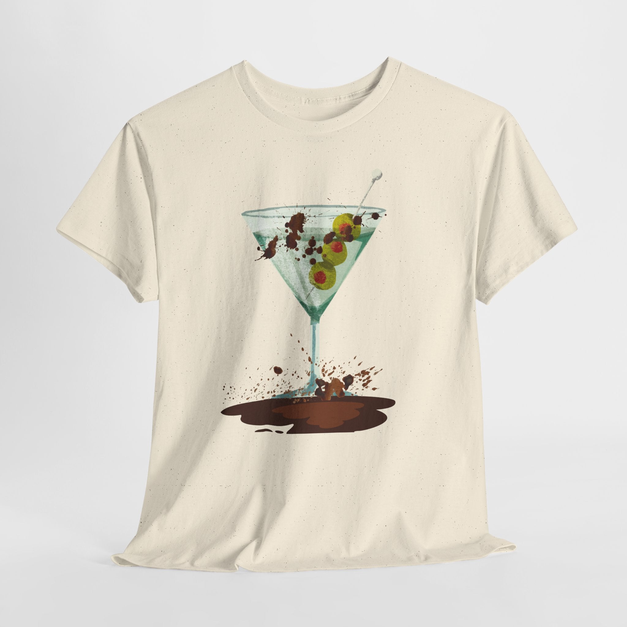 Fun Graphic "Dirty Martini" Unisex Heavy Cotton T-Shirt — Contemporary Graphic Cocktail Culture