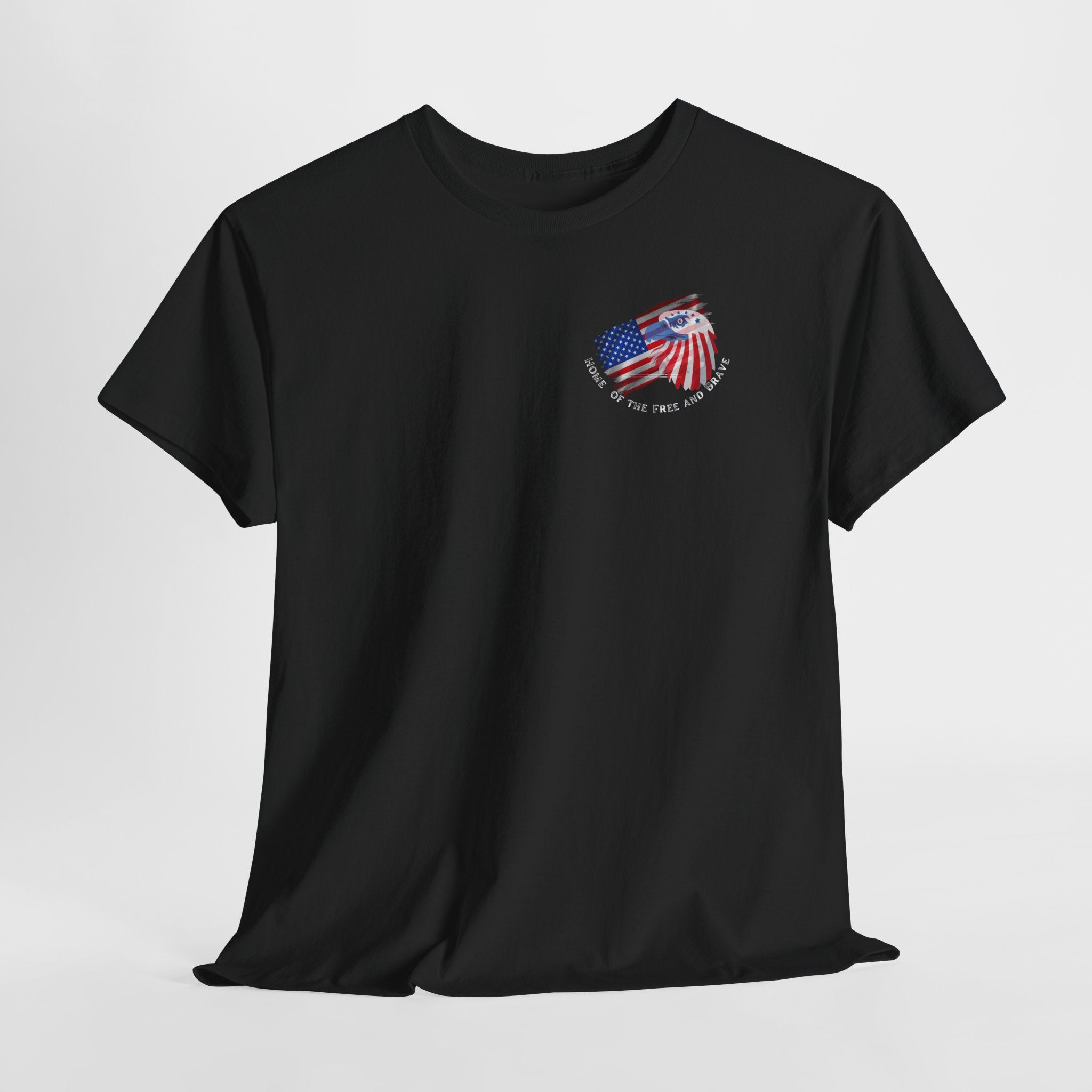 Patriotic Home of Free and Brave (Dark Shirts) Unisex Heavy Cotton Tee - Casual Tee, Vintage Style Shirt, Fourth of July Gift, USA Pride Apparel, Comfortable Everyday Wear