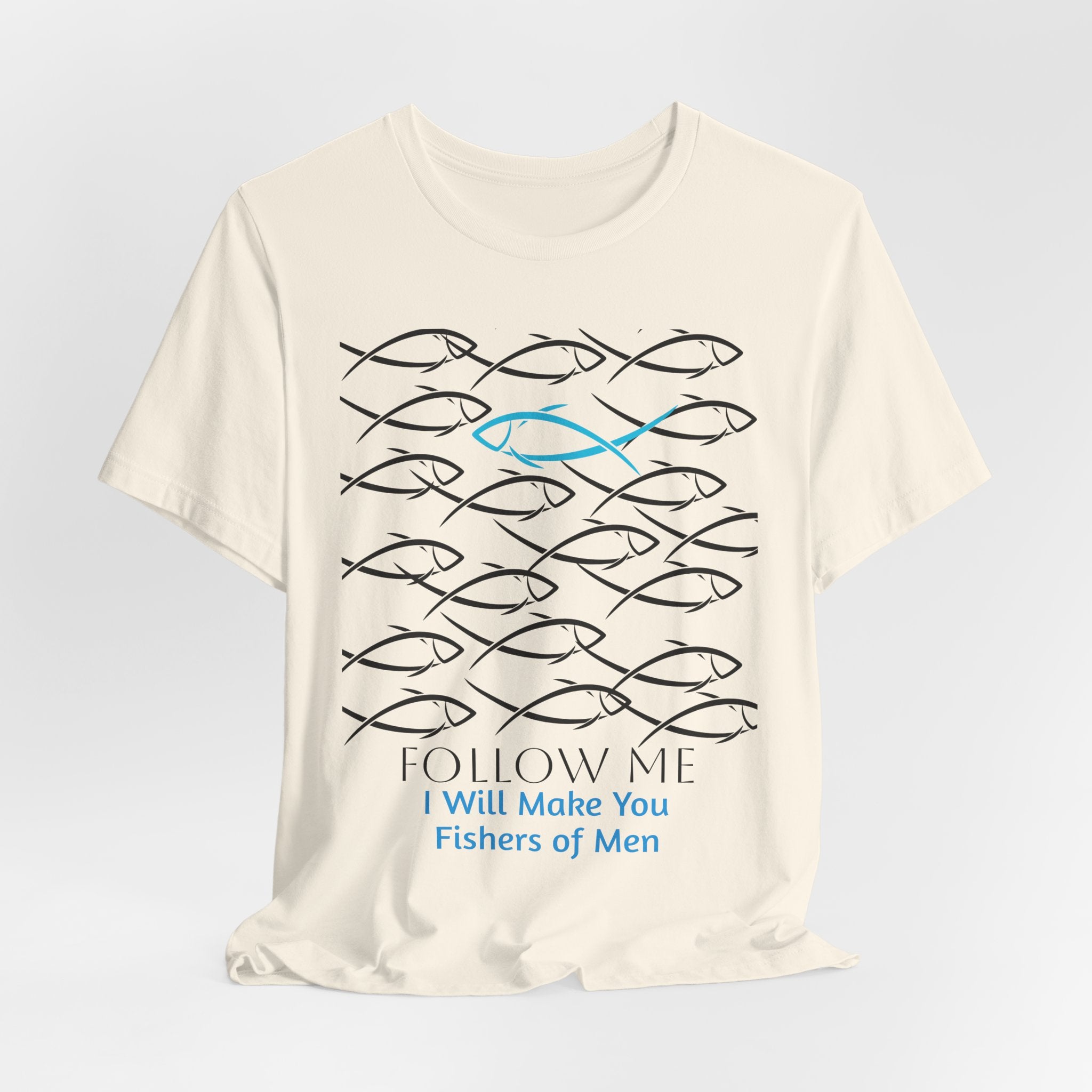 Follow Me Fishers of Men  Graphic Unisex Heavy Cotton Tee — Christian Faith Fish Symbol T-Shirt