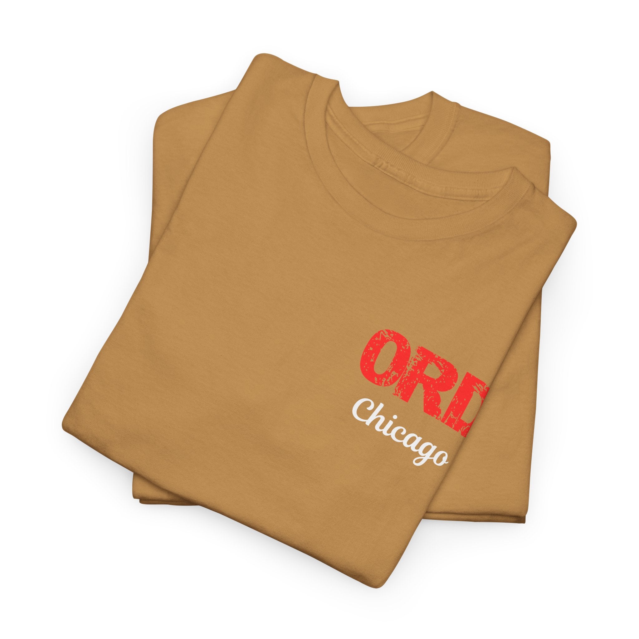 ORD Chicago International Airport Distressed Letter Unisex Heavy Cotton Tee Shirt
