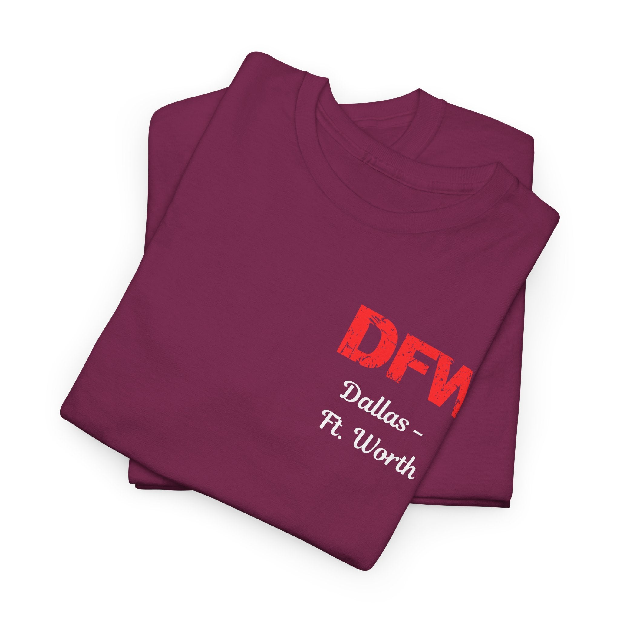 Distressed Letters DFW Dallas Fort Worth International Airport Unisex Heavy Cotton Tee
