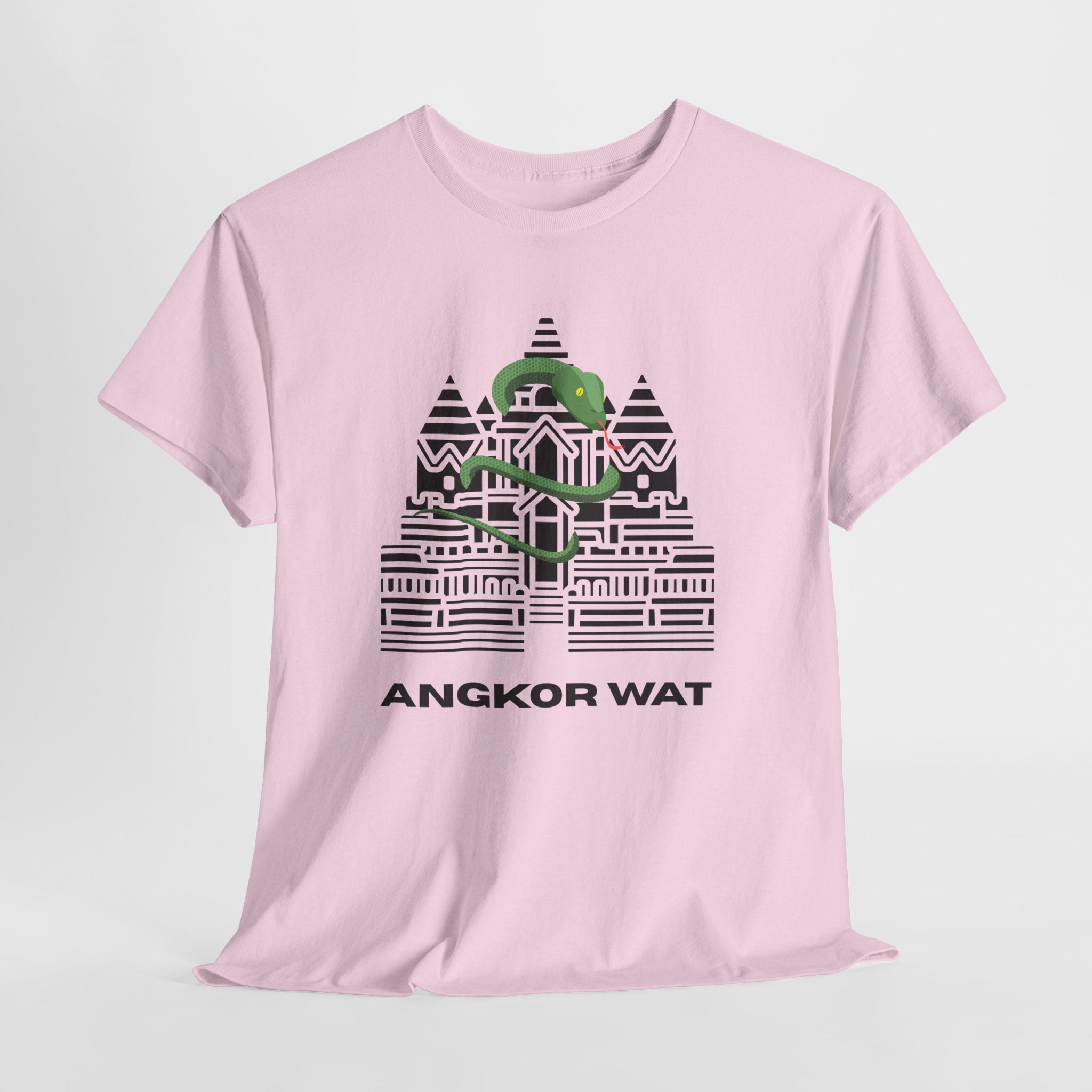 Fun and Quirky Angkor Wat Graphic  Unisex Heavy Cotton Tee — Minimalist Temple Illustration T-Shirt