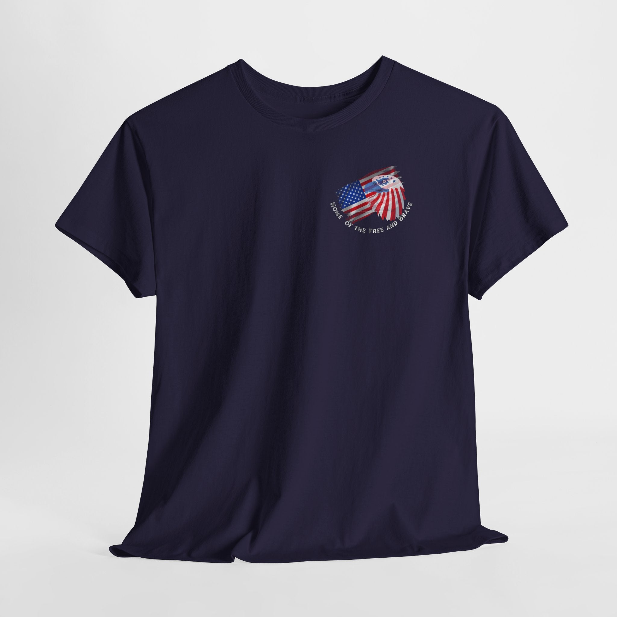 Patriotic Home of Free and Brave (Dark Shirts) Unisex Heavy Cotton Tee - Casual Tee, Vintage Style Shirt, Fourth of July Gift, USA Pride Apparel, Comfortable Everyday Wear