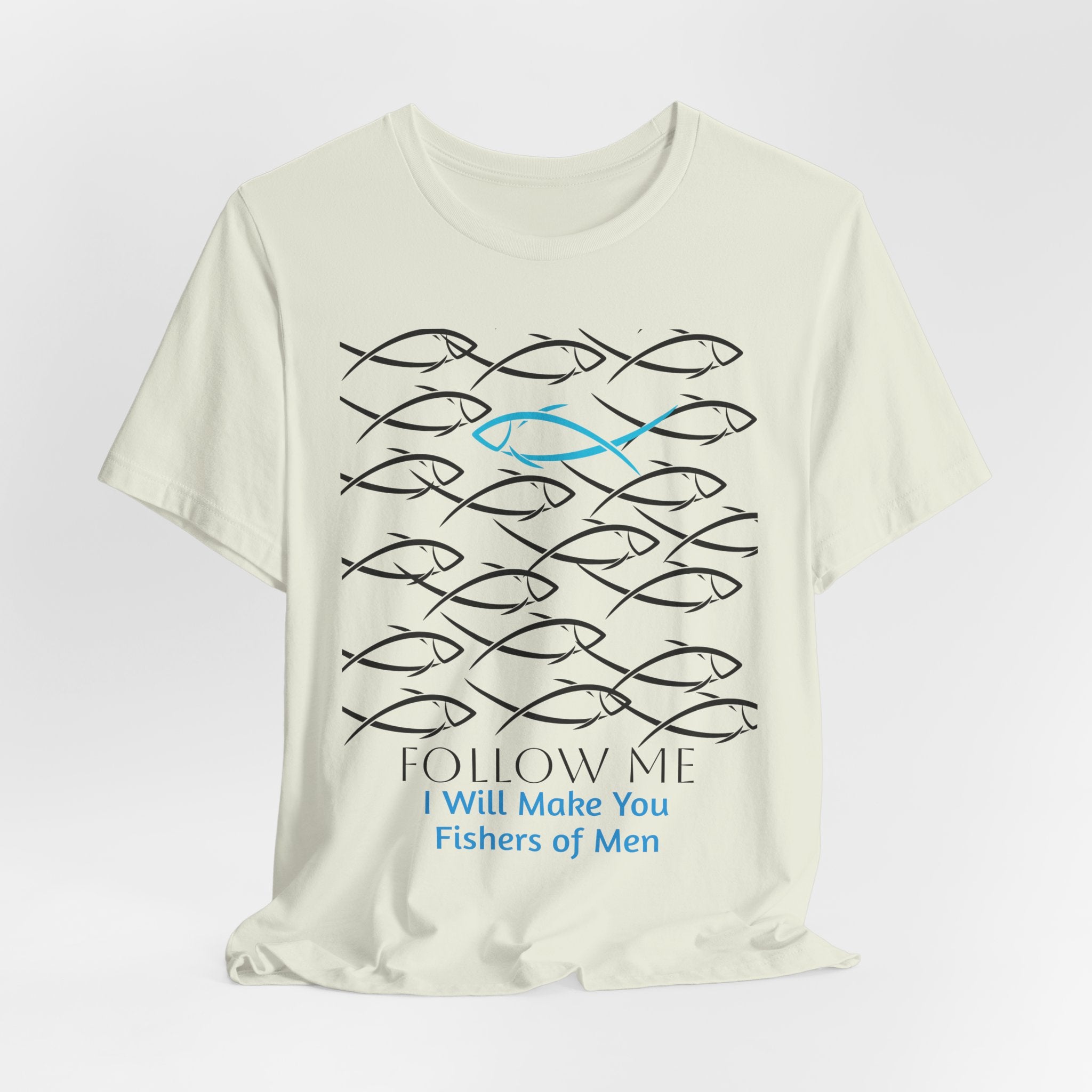 Follow Me Fishers of Men  Graphic Unisex Heavy Cotton Tee — Christian Faith Fish Symbol T-Shirt