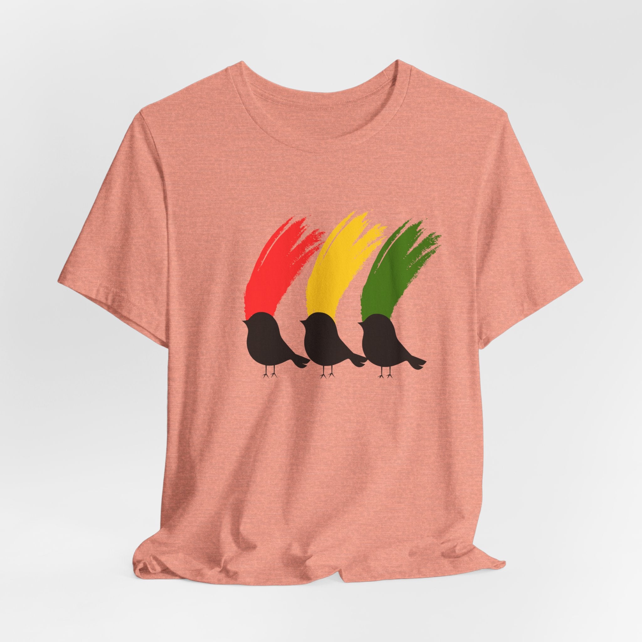 Rasta Three Little Birds Graphic Tee, Unisex T-Shirt for Music Lovers, Gift for Nature Enthusiasts, Summer Style, Eco-Friendly Wear