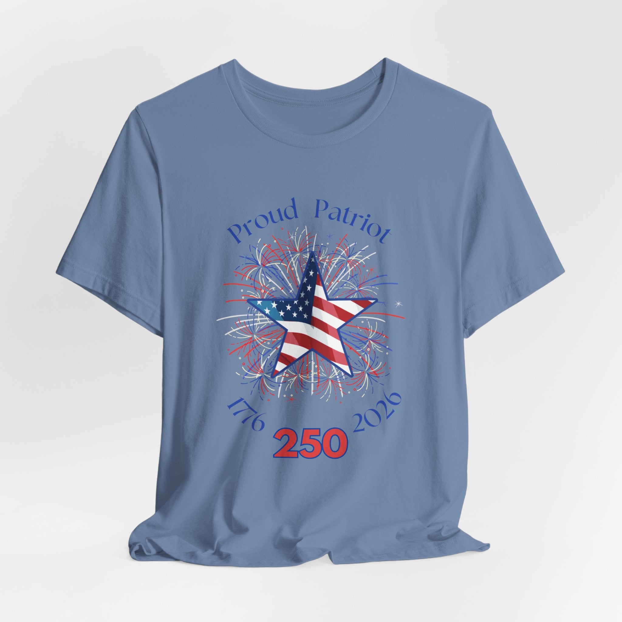 Patriotic Fireworks  Celebrate Americas 250th Birthday Short Sleeve Unisex Tee, Celebrate Freedom, July 4th Shirt, Proud Patriot Tee, Unisex Independence Day Top, Festive Casual Wear