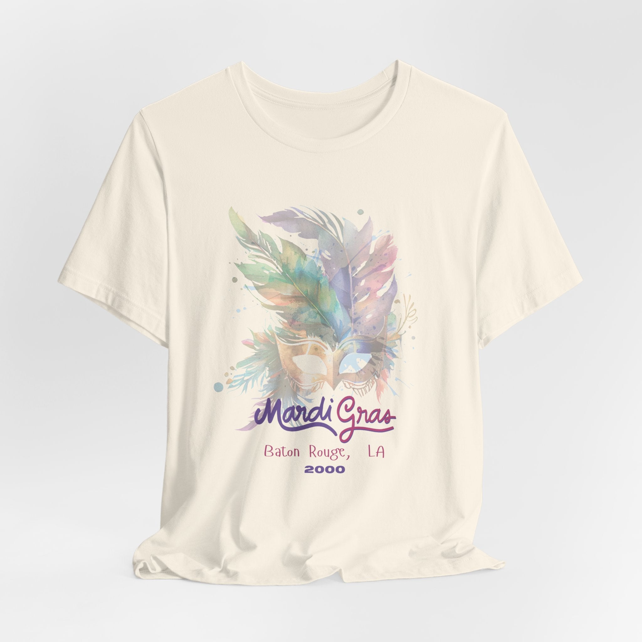 Vintage 2000 Baton Rouge LA Mardi Gras Celebration Tee, Unisex Party T-Shirt, Festival Apparel, Gift for Mardi Gras, Colorful Graphic Tee