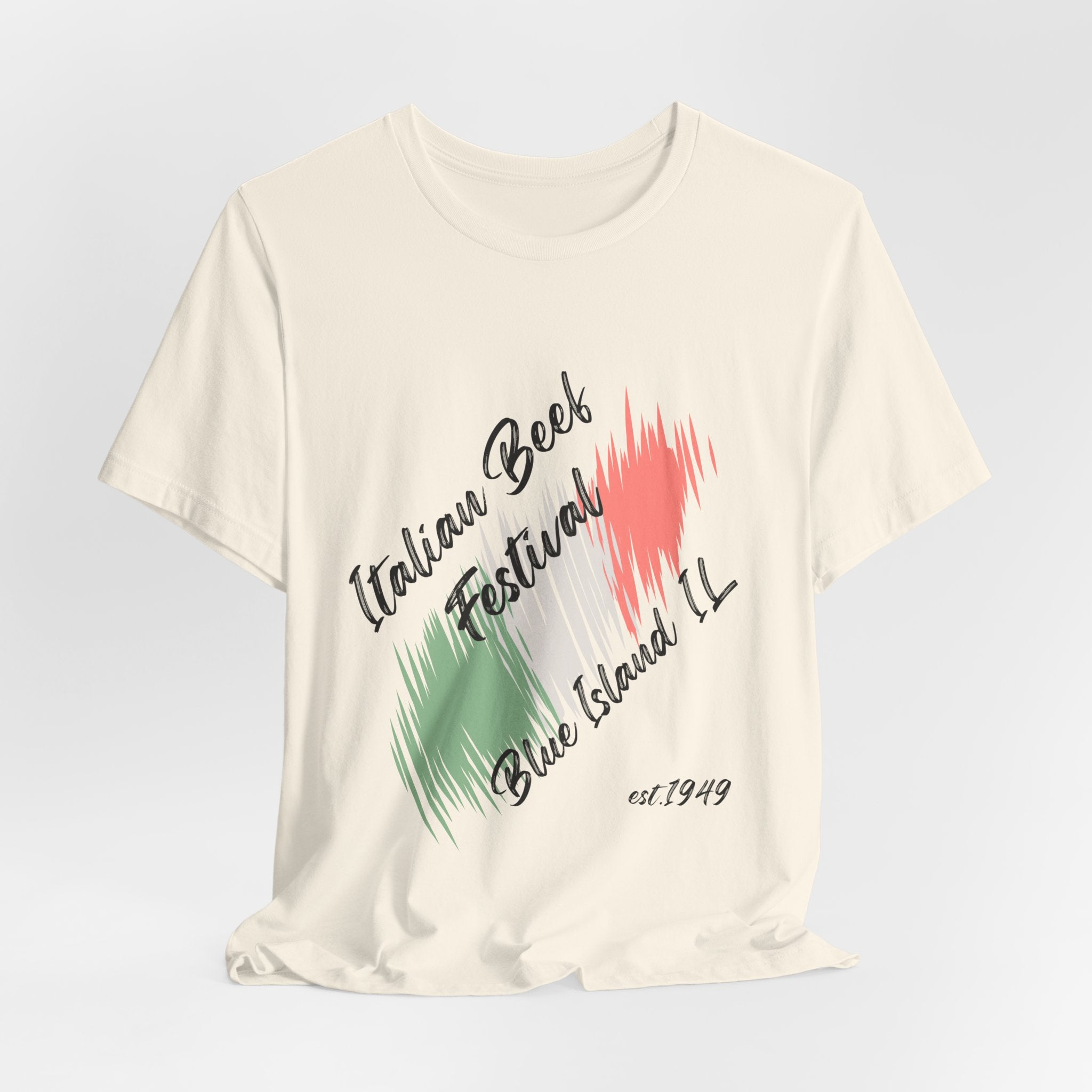 Classic Italian Beef Festival Blue Island IL  Unisex Heavy Cotton T‑Shirt — Graphic  Italian Flag Brushstroke Tee