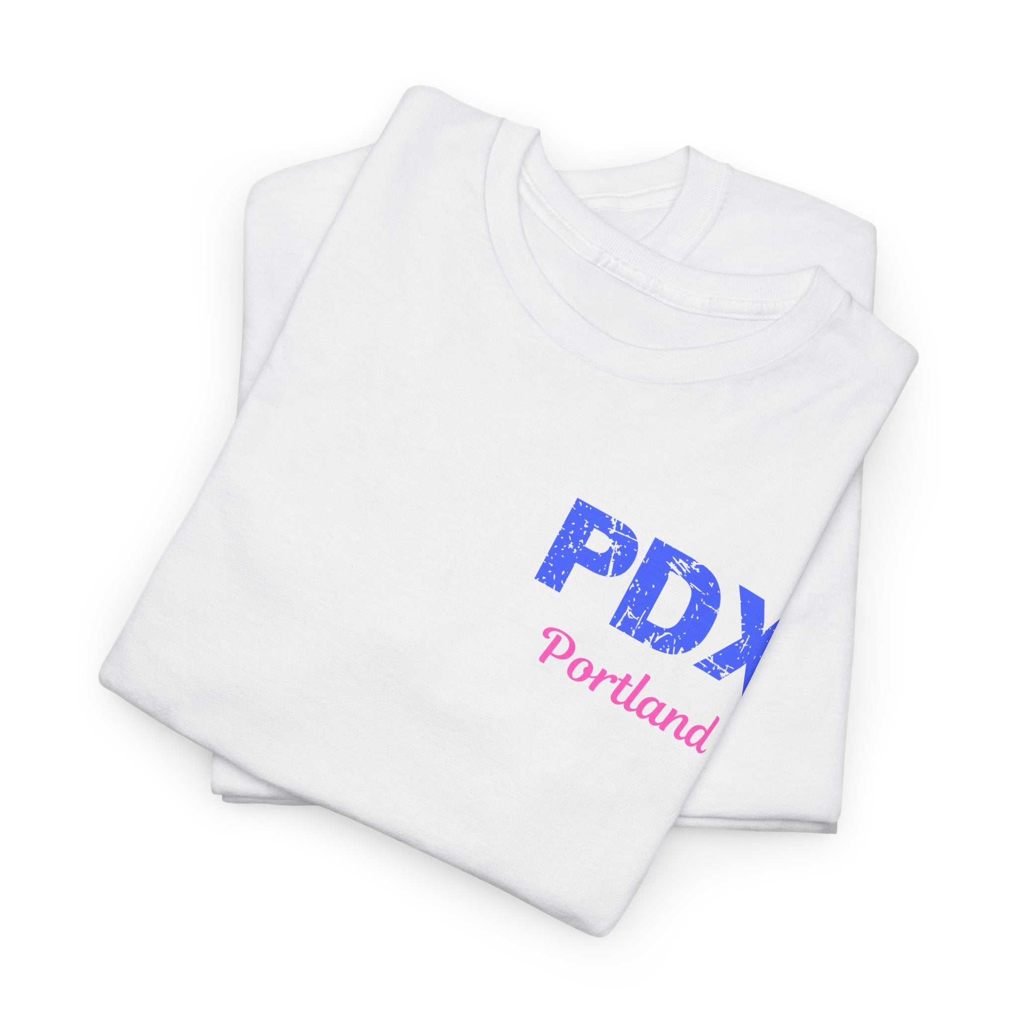 Distressed Letters PDX Portland International Airport Unisex Heavy Cotton Tee  Shirt