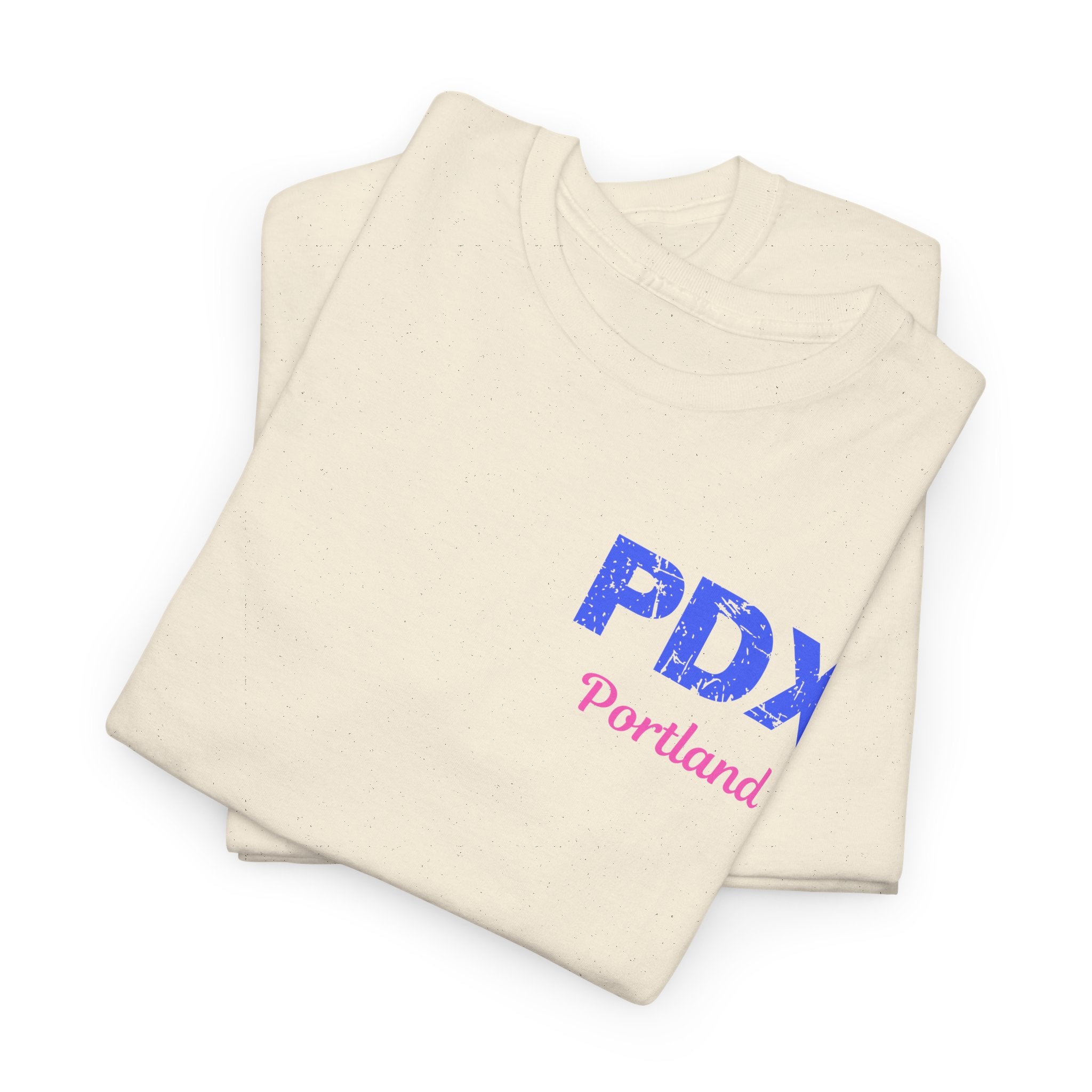 Distressed Letters PDX Portland International Airport Unisex Heavy Cotton Tee  Shirt
