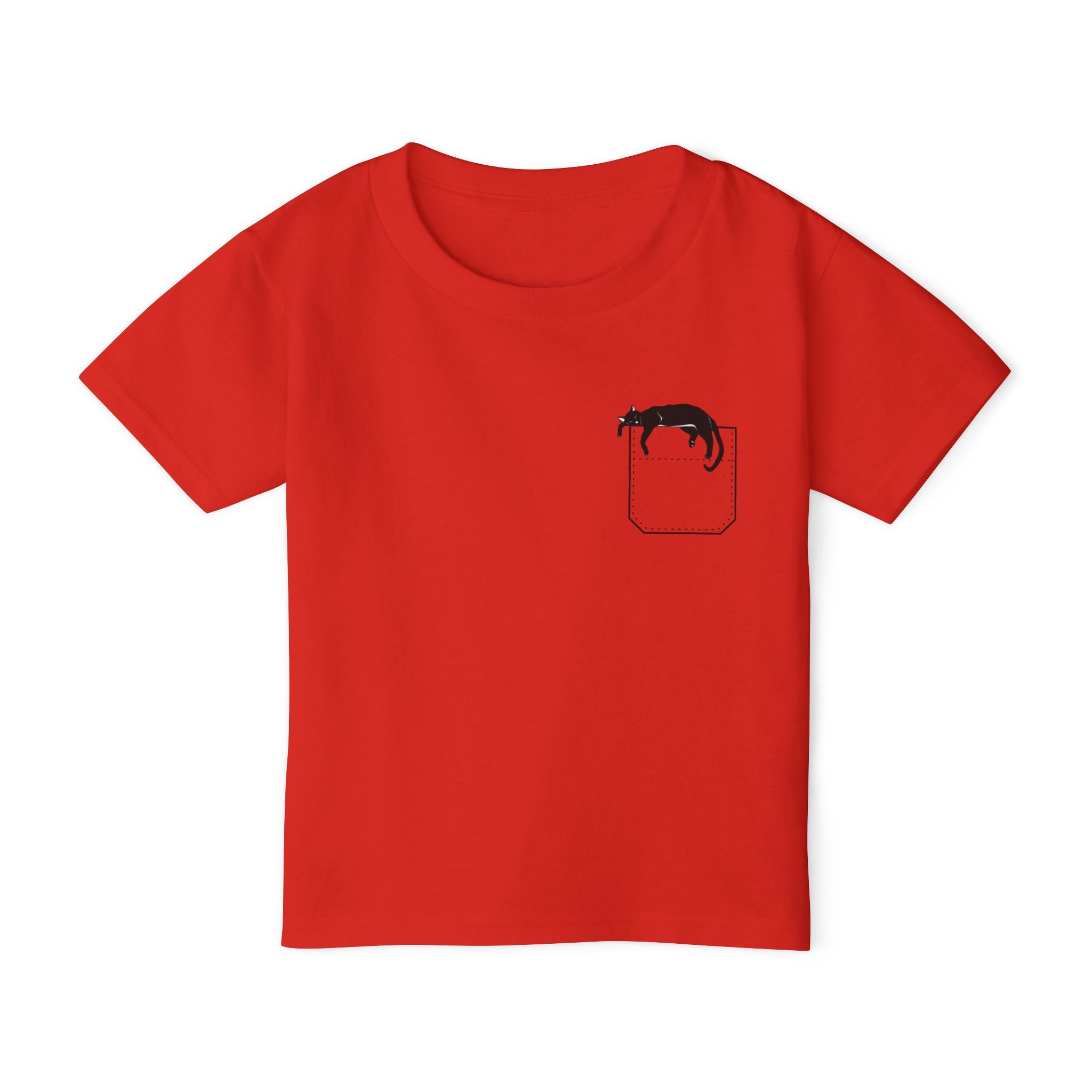 Cute Pocket Pet (Cat) Unisex Heavy Cotton Toddler T-Shirt.  There is No Pocket on this Shirt.  The Pocket is part of the Artwork