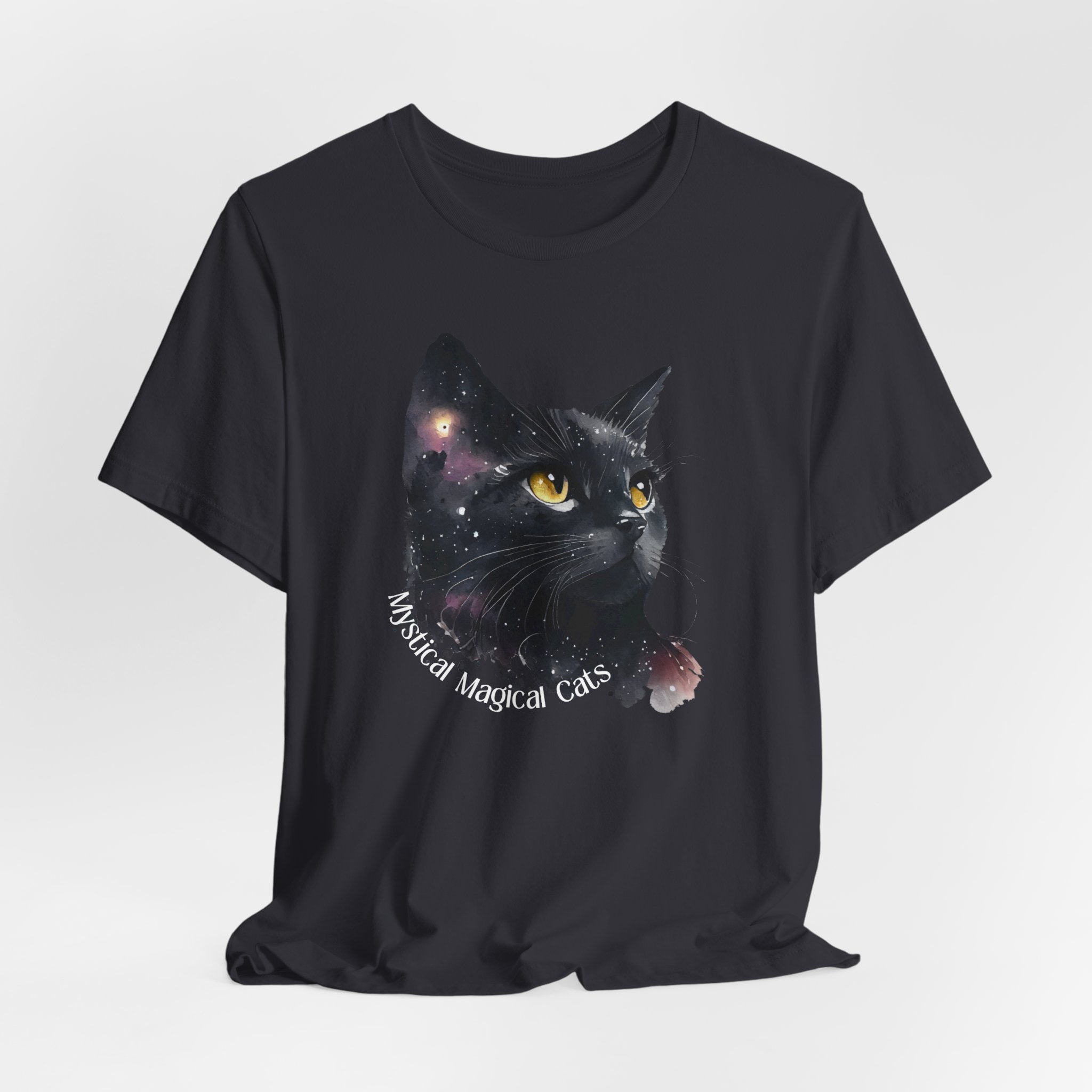 Cosmic Mystical-Magical Cat Heavy Cotton Unisex Tee - , Short Sleeve Unisex T-Shirt, Cat Lover Gift, Astrology Fashion, Unique Apparel