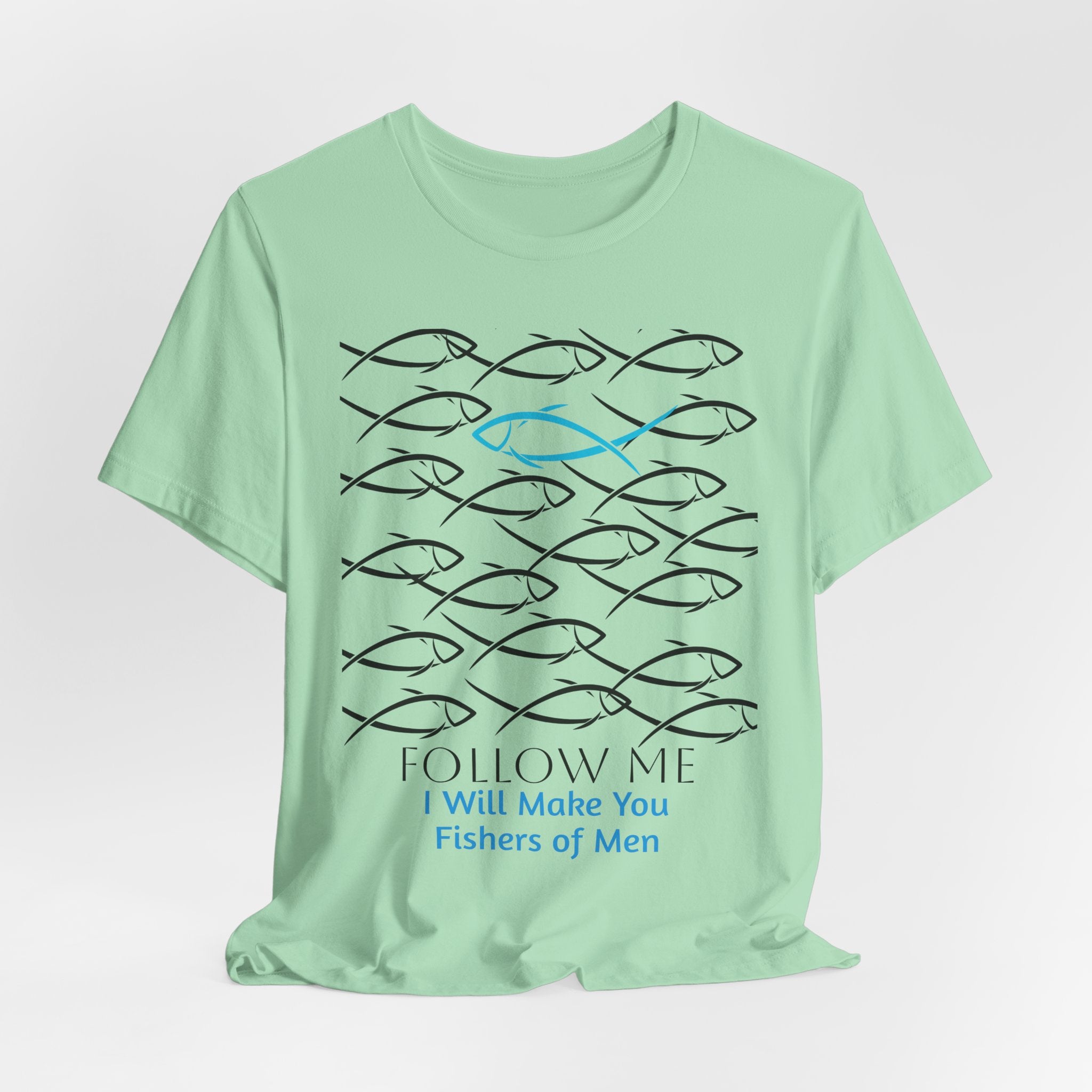 Follow Me Fishers of Men  Graphic Unisex Heavy Cotton Tee — Christian Faith Fish Symbol T-Shirt