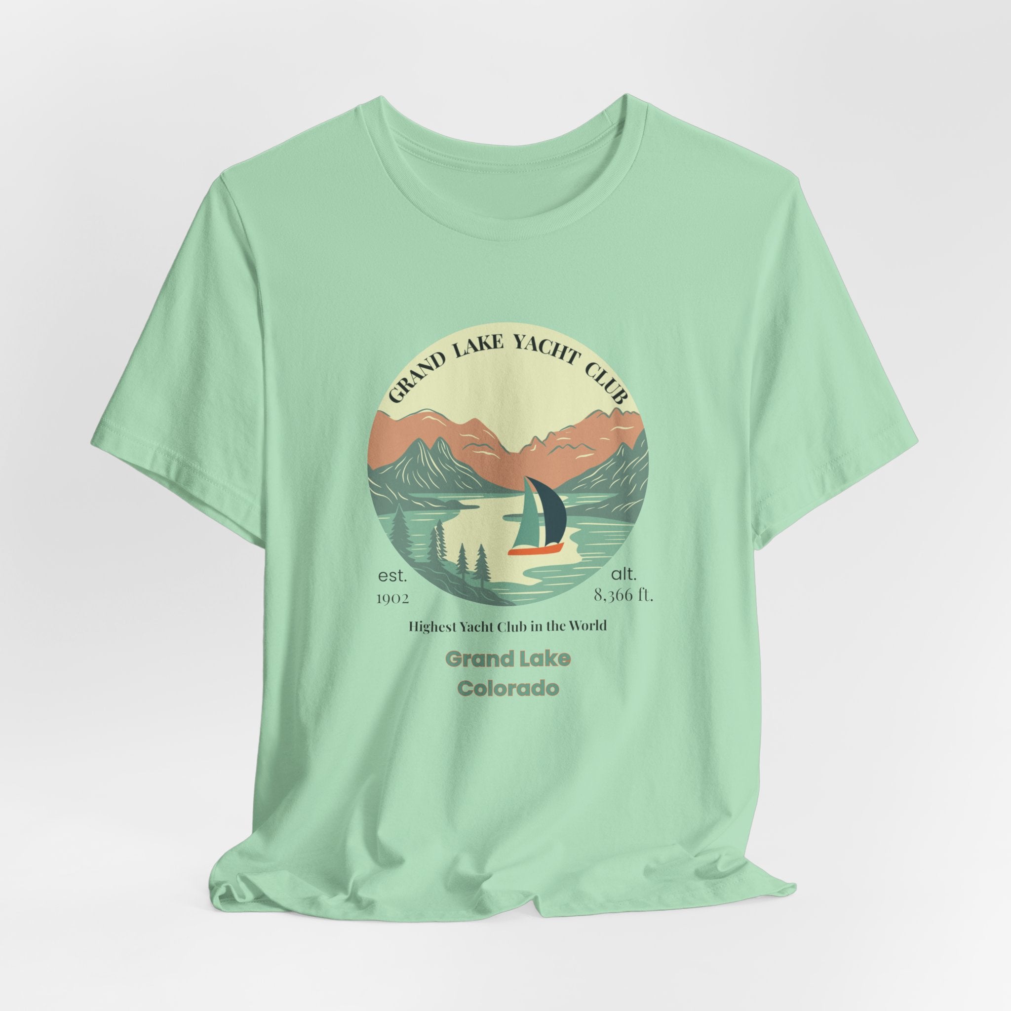 Grand Lake Colorado Yacht Club Destination Tee - Unisex Short Sleeve Shirt, Relaxed Fit, Summer Style, Outdoor Adventure, Gift for Travelers