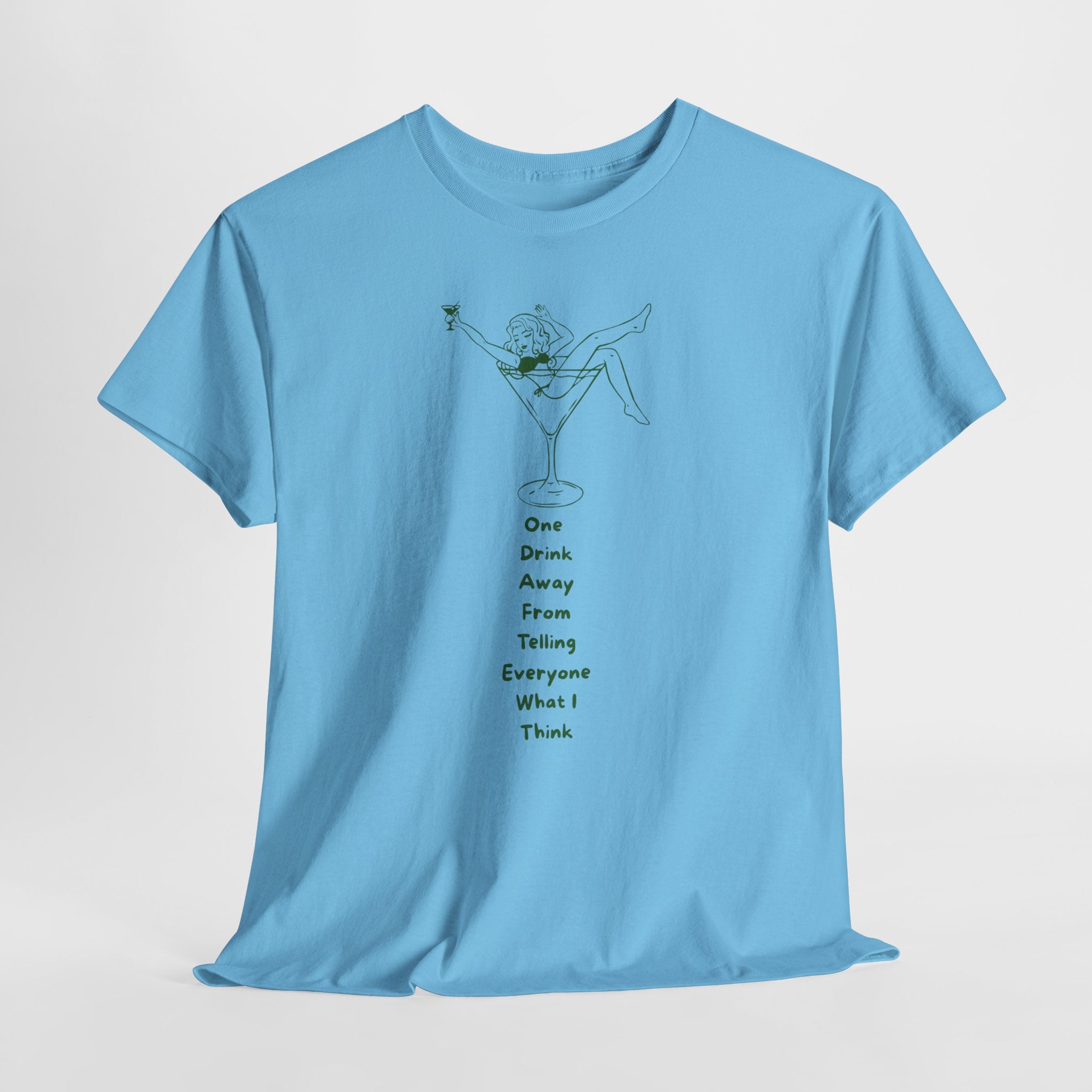 Funny One Drink Away From...Unisex heavy Cotton T-Shirt, Gift for Friends, Party Wear, Casual Style, Perfect for Birthdays, Celebrations