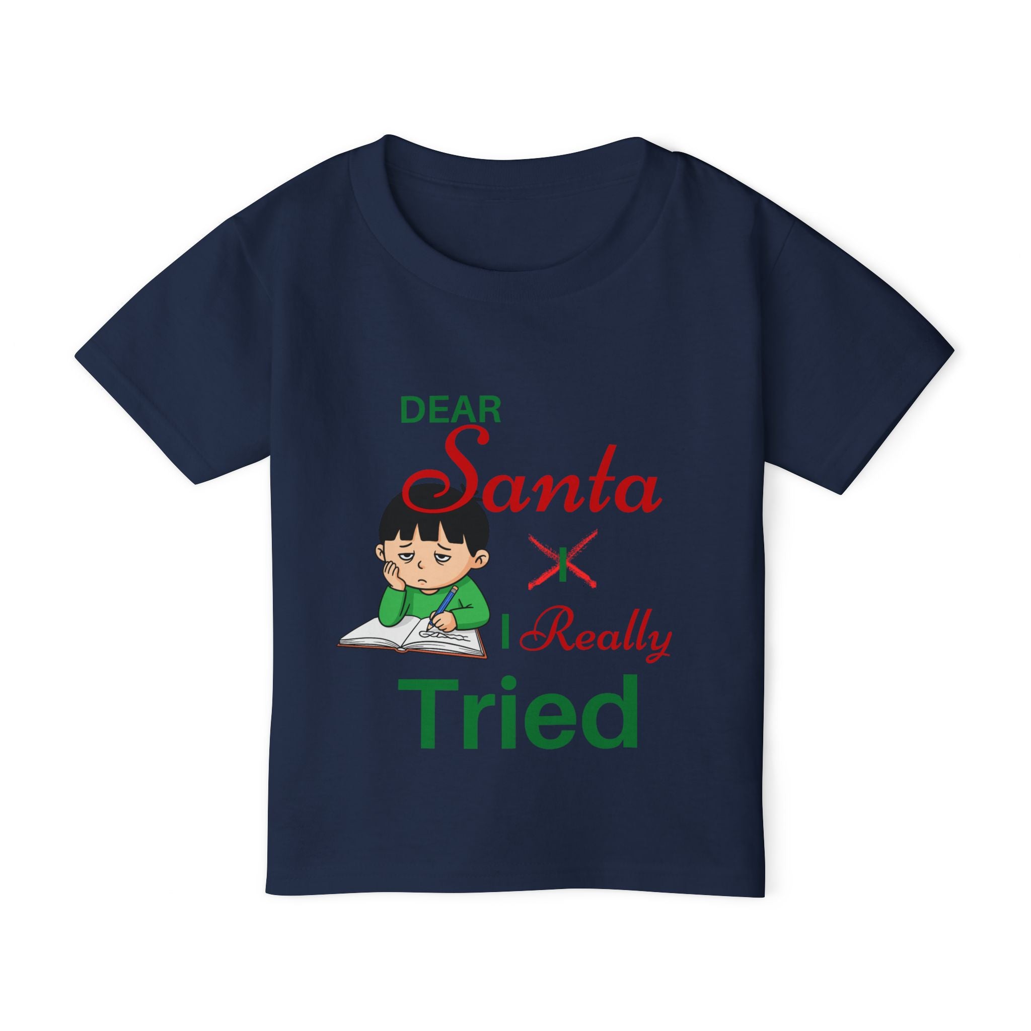 Cute  "Dear Santa I Really Tried"  Toddler-Child  Christmas Unisex  Heavy Cotton Tee Shirt