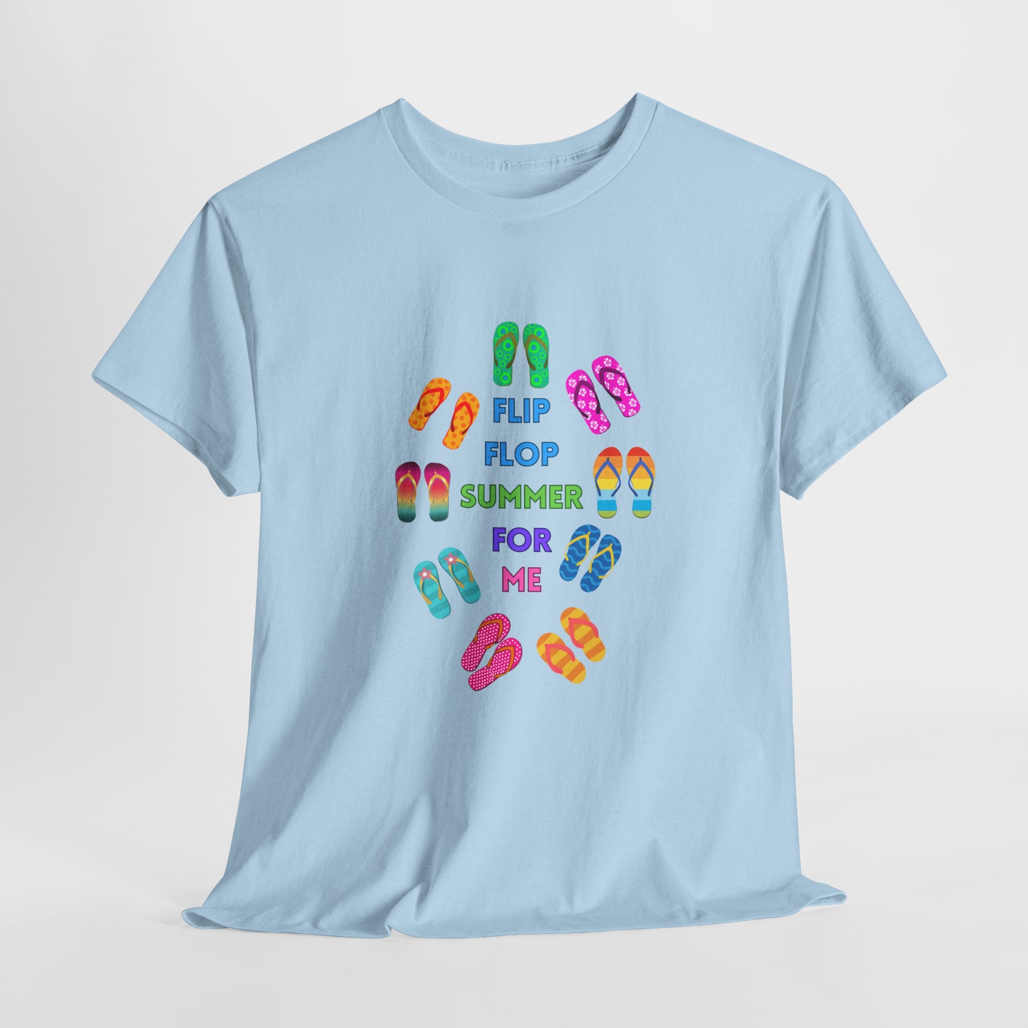 Colorful Flip Flop Summer Unisex Heavy Cotton Tee, Summer Shirt, Beachwear, Vacation Gift, Cute Graphic Tee