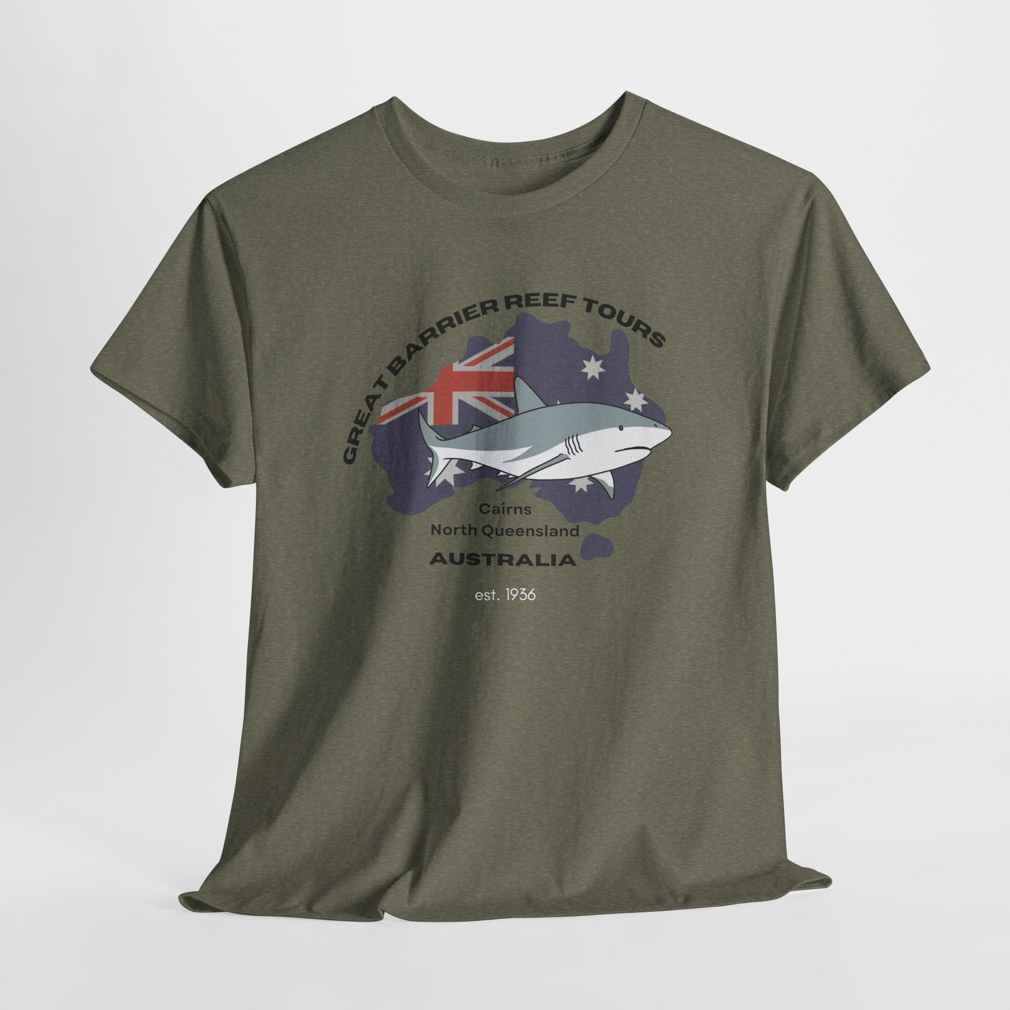 Great Barrier Reef Tours  Cairns, Australia Unisex Heavy Cotton Tee | Perfect for Beach Lovers, Gift Idea, Summer Vibes, Vacation T-Shirt, Casual Wear