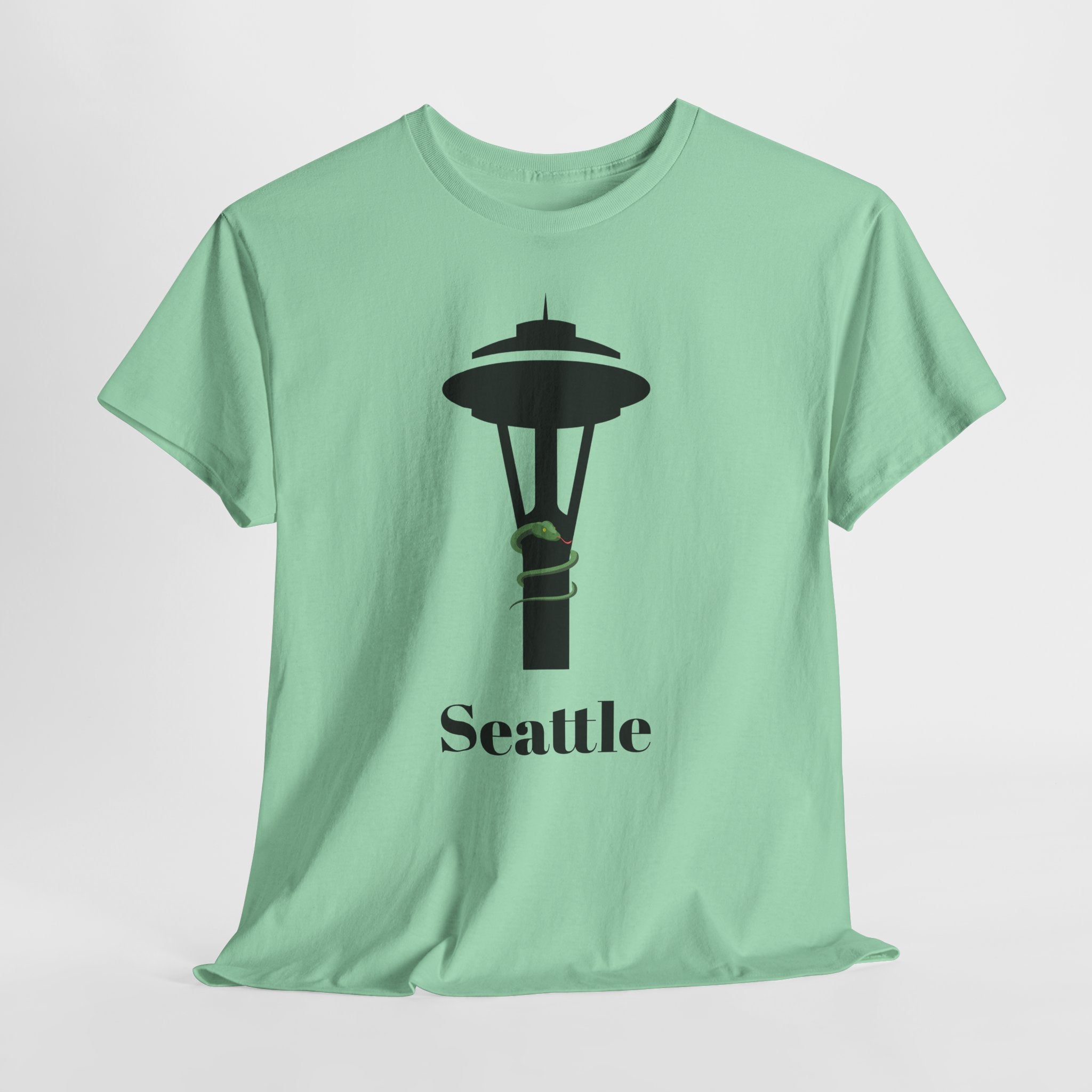Quirky and Fun Seattle Needle Skyline Graphic Unisex Heavy Cotton Tee - Urban Style Graphic T-Shirt