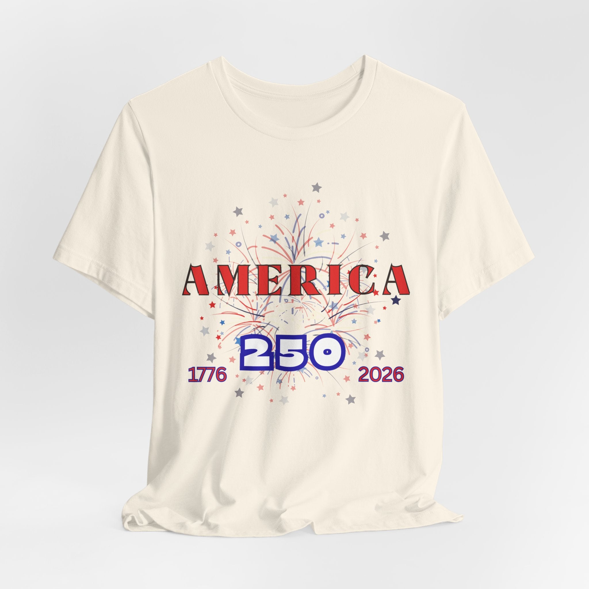 Celebrate America's 250th with this Festive Fireworks Tee, Unisex Jersey Short Sleeve Shirt, Fourth of July Celebration Tee, Independence Day Shirt, Patriotic Gift