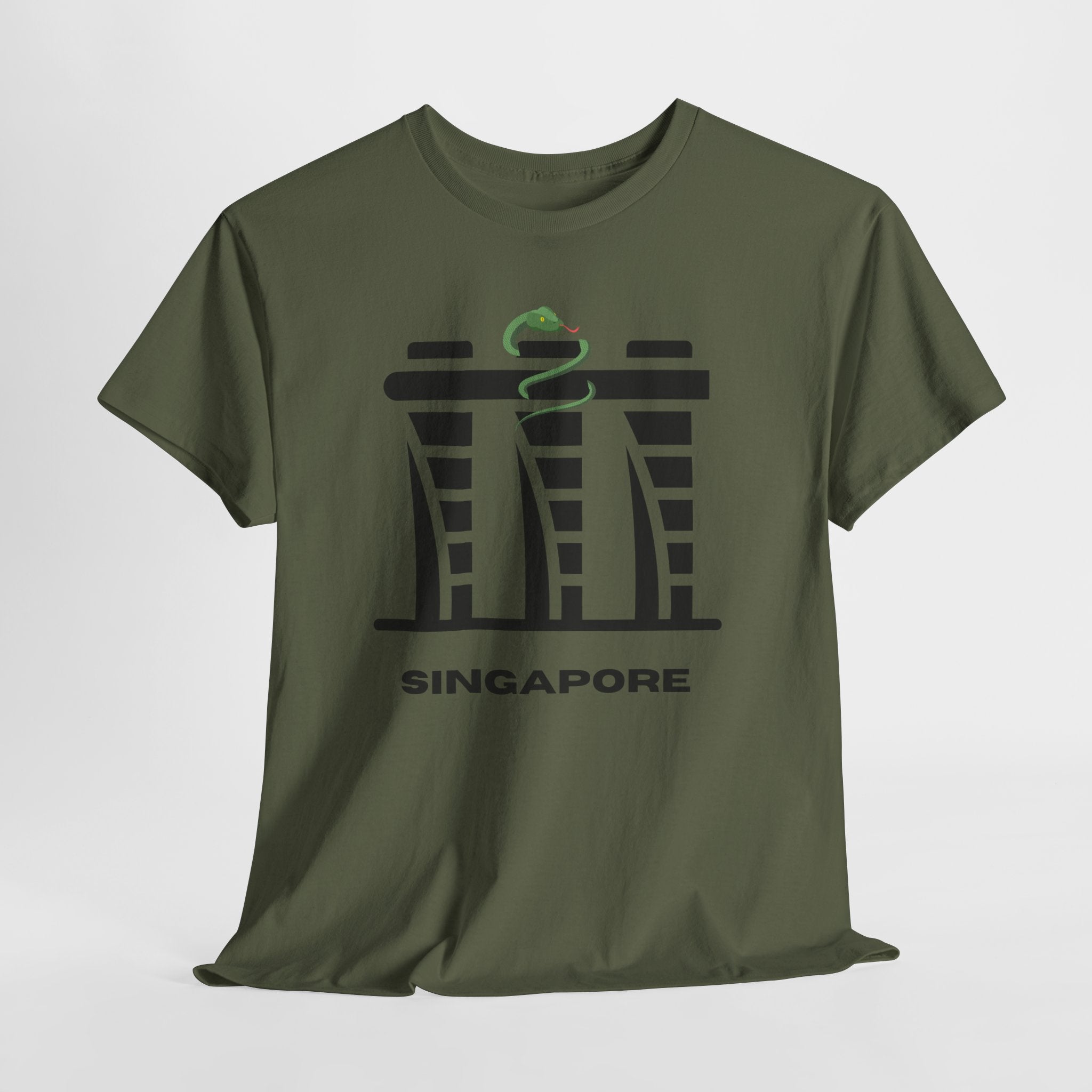 Quirky Singapore Marina Bay Skyline Graphic Unisex Heavy Cotton T‑Shirt — Minimalist Marina Bay Sands Graphic Tee