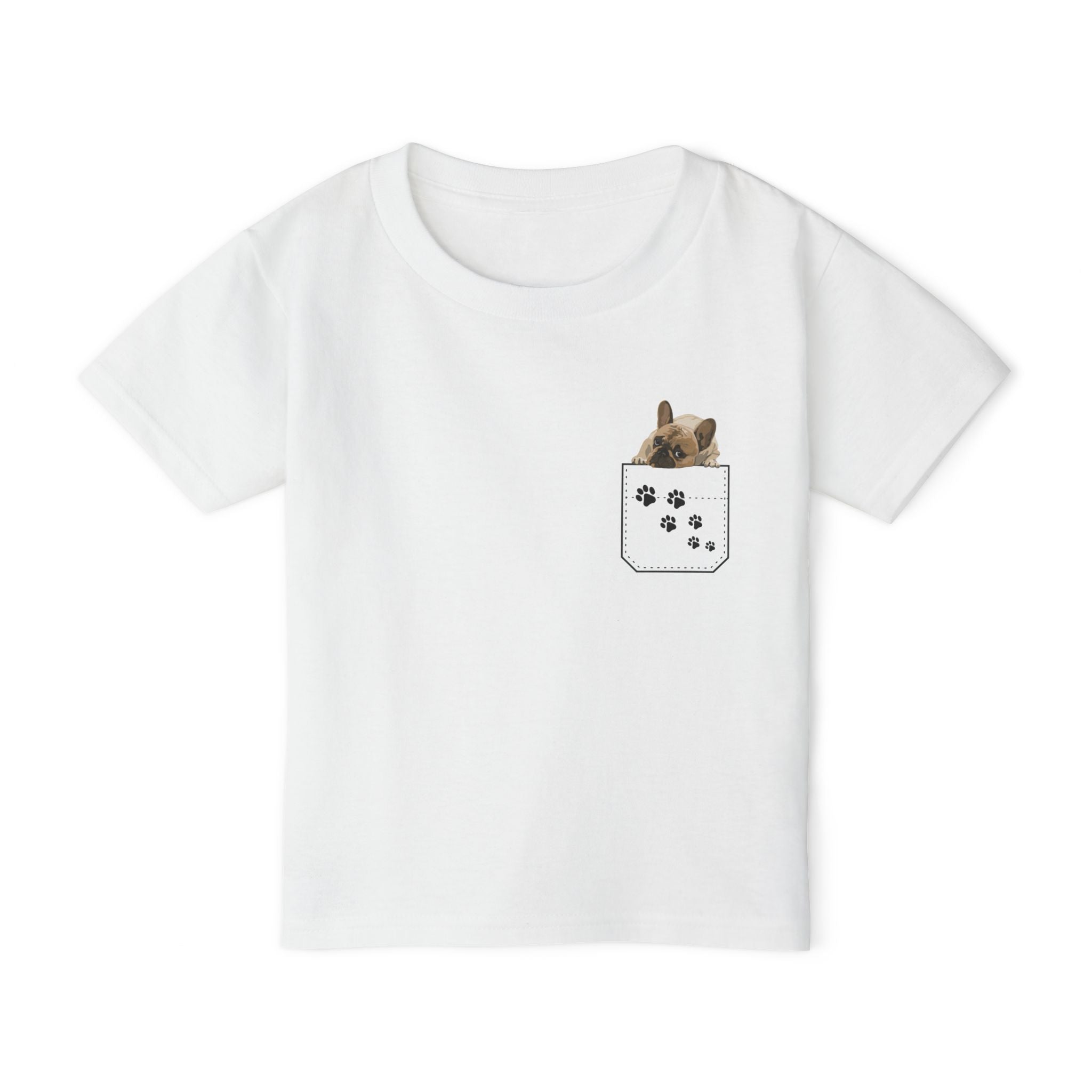 Cute and Fun Pocket Pet (Dog) Unisex Heavy Cotton Toddler T-Shirt  The Shirt Does NOT have a Pocket.  The Pocket is part of the Artwork