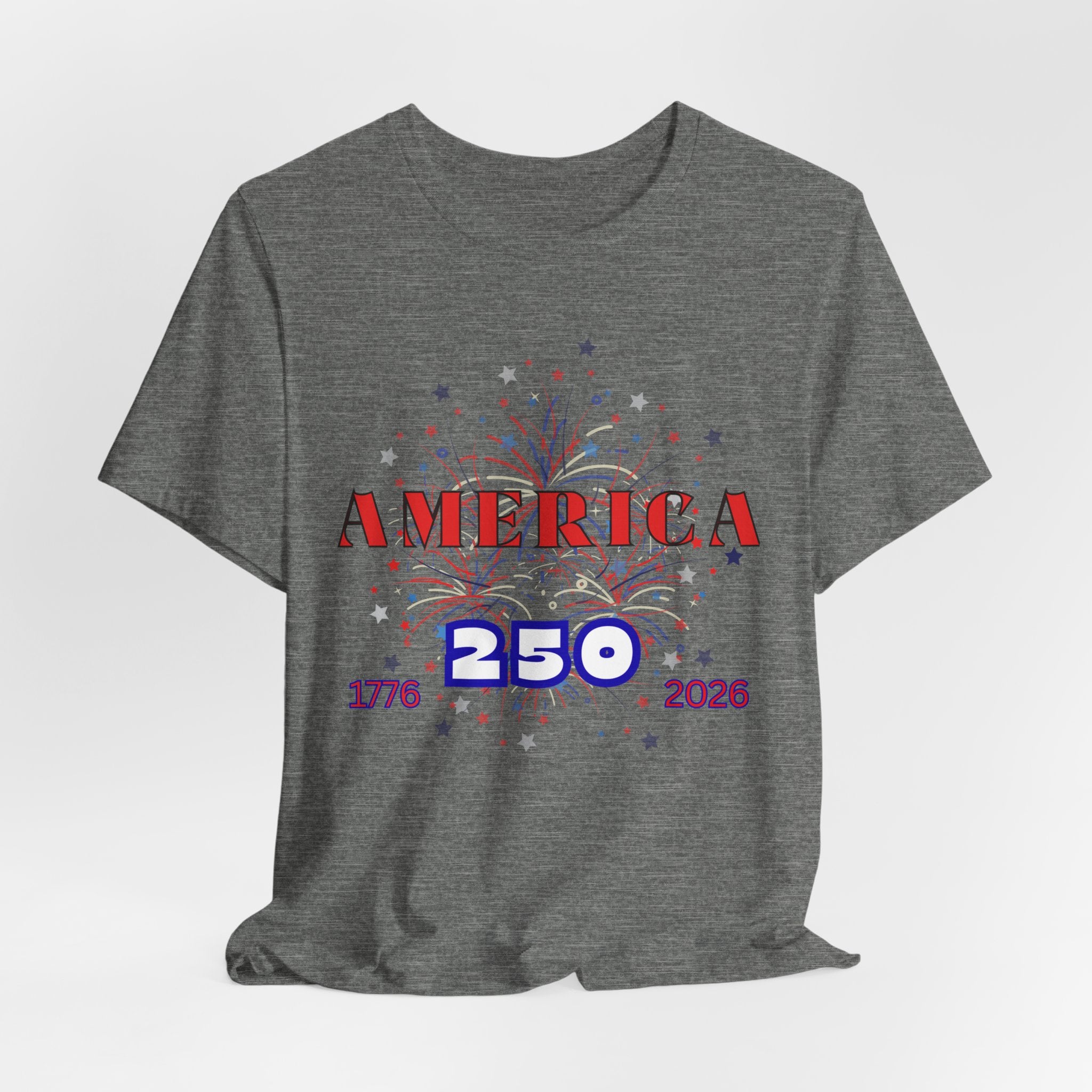 Celebrate America's 250th with this Festive Fireworks Tee, Unisex Jersey Short Sleeve Shirt, Fourth of July Celebration Tee, Independence Day Shirt, Patriotic Gift