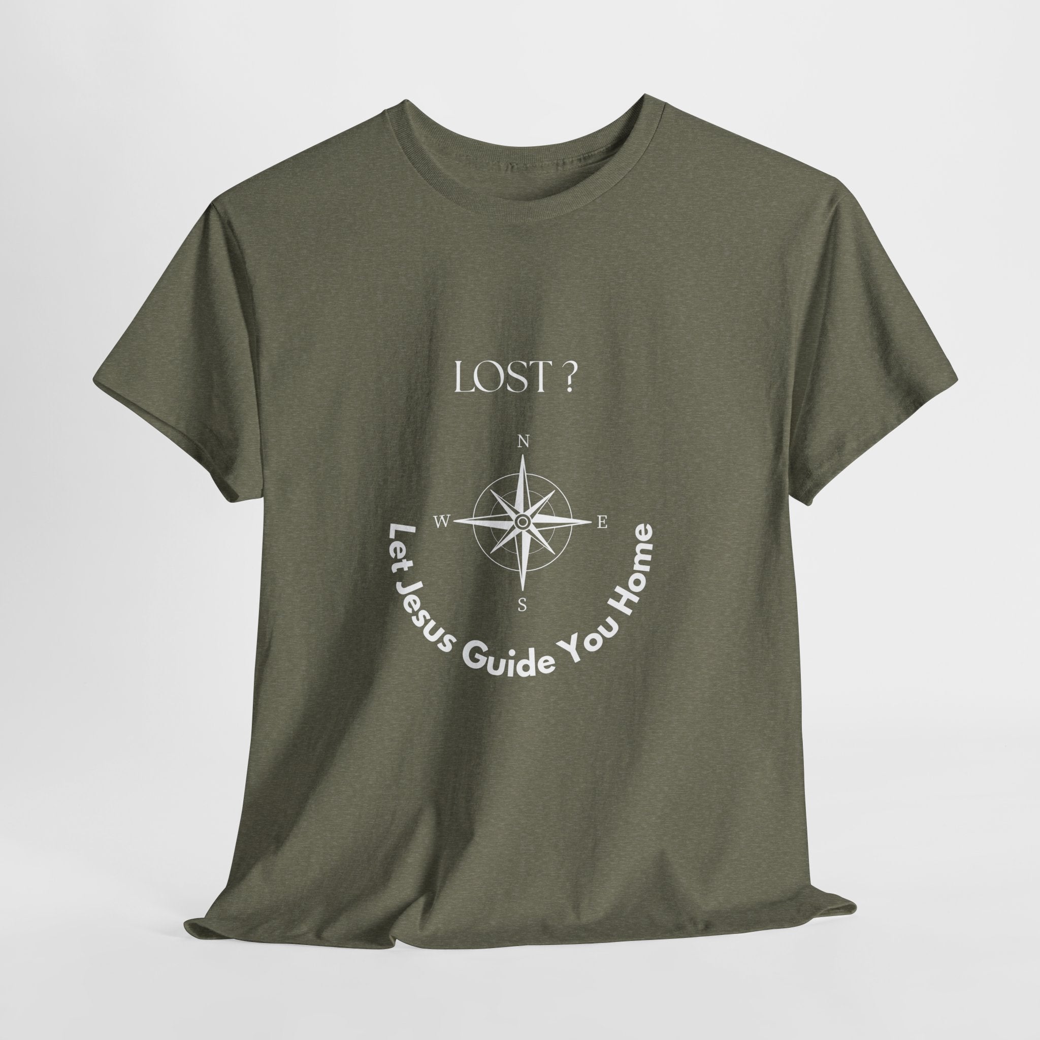 Christian Compass Graphic Unisex Heavy Cotton T‑Shirt — "Lost? Let Jesus Guide You Home" Inspirational Tee