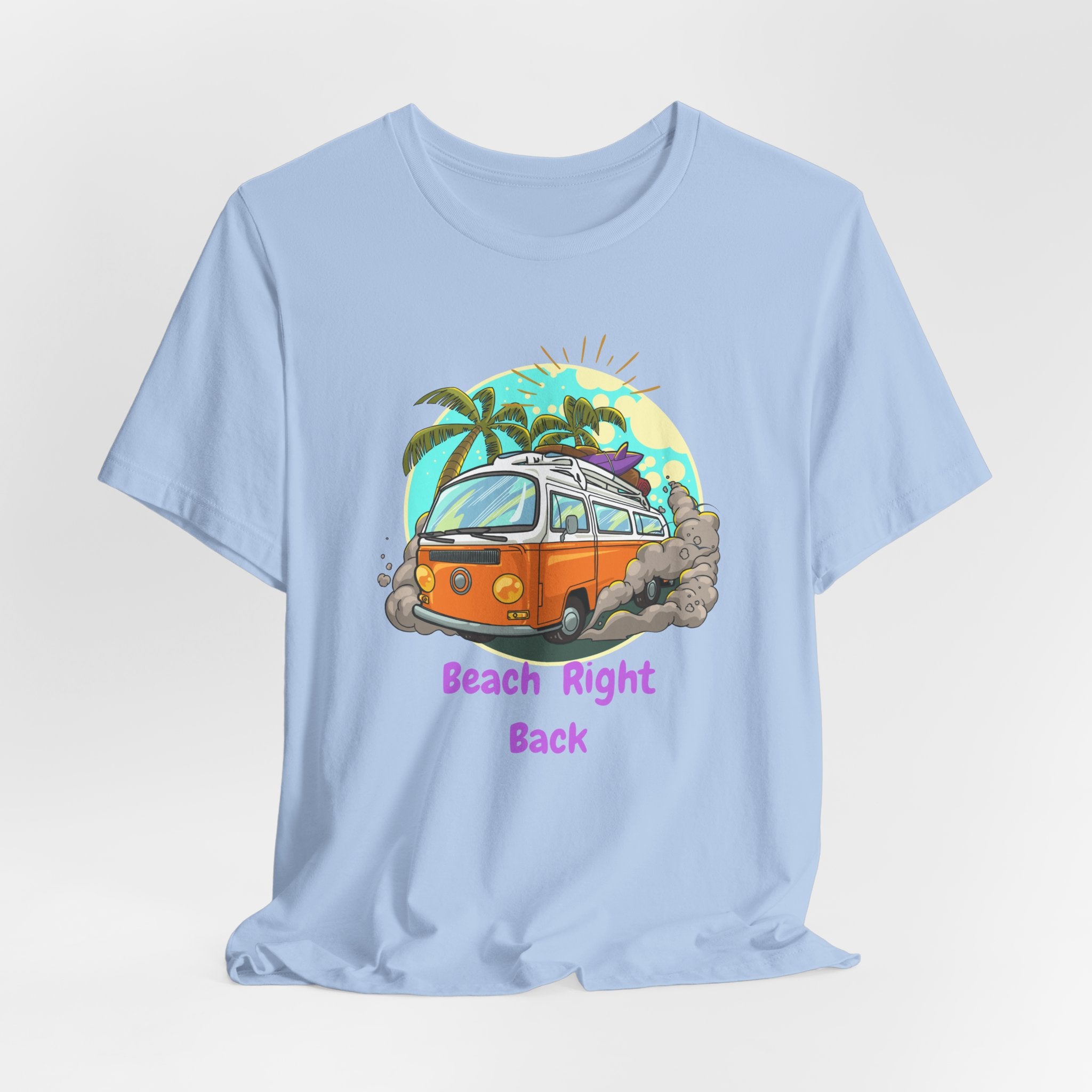 Retro VW Bus Beach Right Back Unisex Heavy Cotton Tee Shirt Design, Summer Shirt, Travel Tee, Casual Wear, Vacation Gift, Beach Holiday Clothing