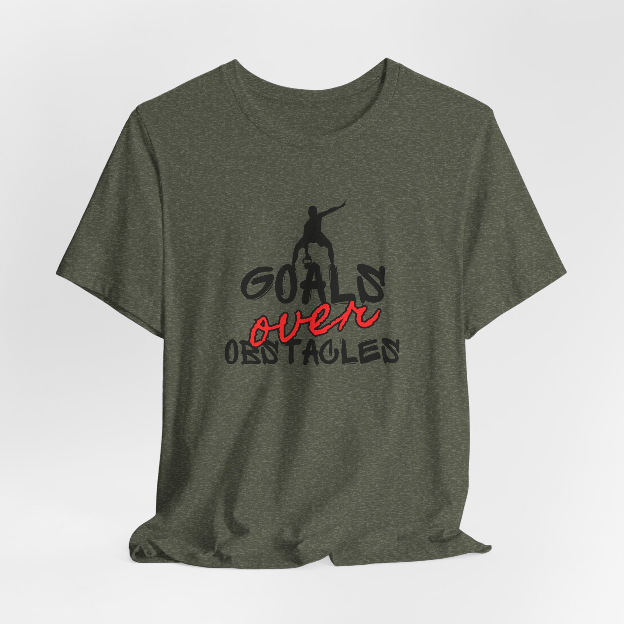 Motivational Fitness Tee | Goals Over Obstacles Unisex Heavy Cotton Tee Shirt, Workout Apparel, Inspirational Gift, Casual Daily Wear, Active Lifestyle Top