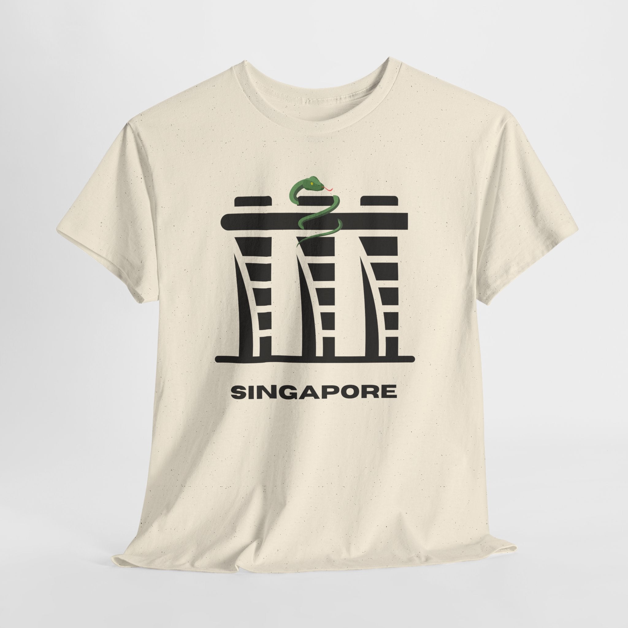 Quirky Singapore Marina Bay Skyline Graphic Unisex Heavy Cotton T‑Shirt — Minimalist Marina Bay Sands Graphic Tee