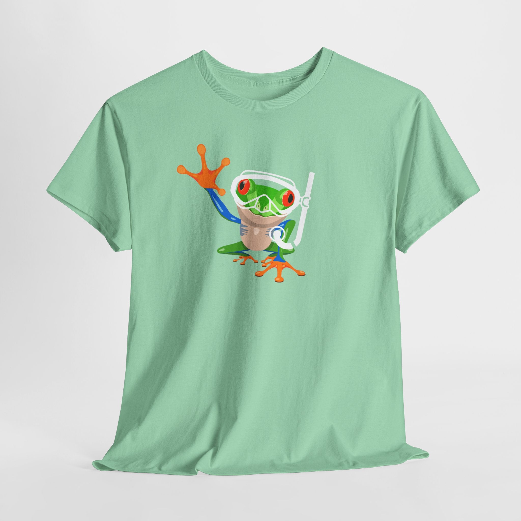 Fun Snorkel Tree Frog  (Dark Colors) Adult Sizes Too...Unisex Heavy Cotton Tee, Funny Frog Shirt, Cute Graphic Tee, Perfect Gift for Nature Lovers, Summer Fun Fashion