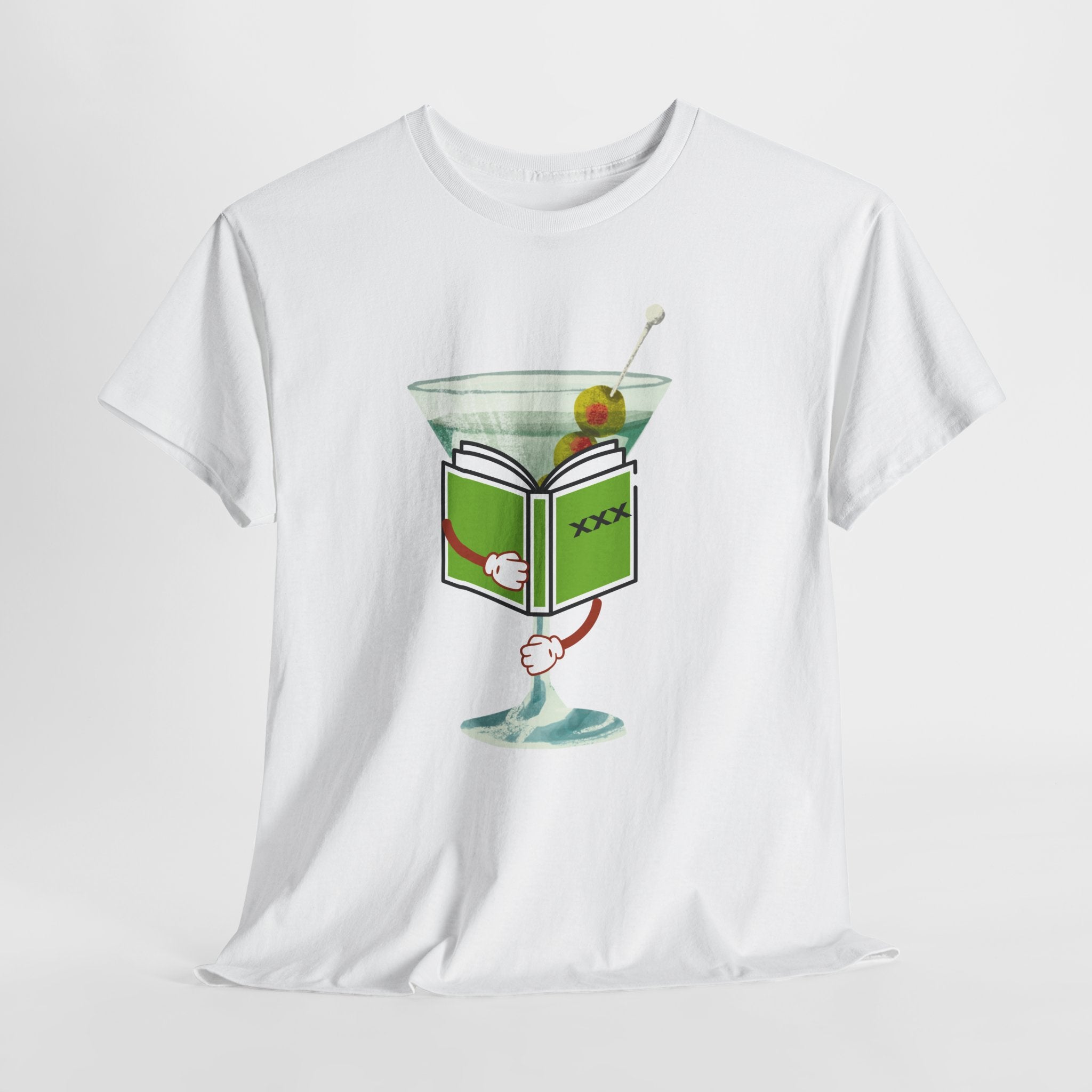 Naughty "Dirty Martini" Graphic Unisex Heavy Cotton Tee — Martini Glass with XXX Book Graphic T-Shirt