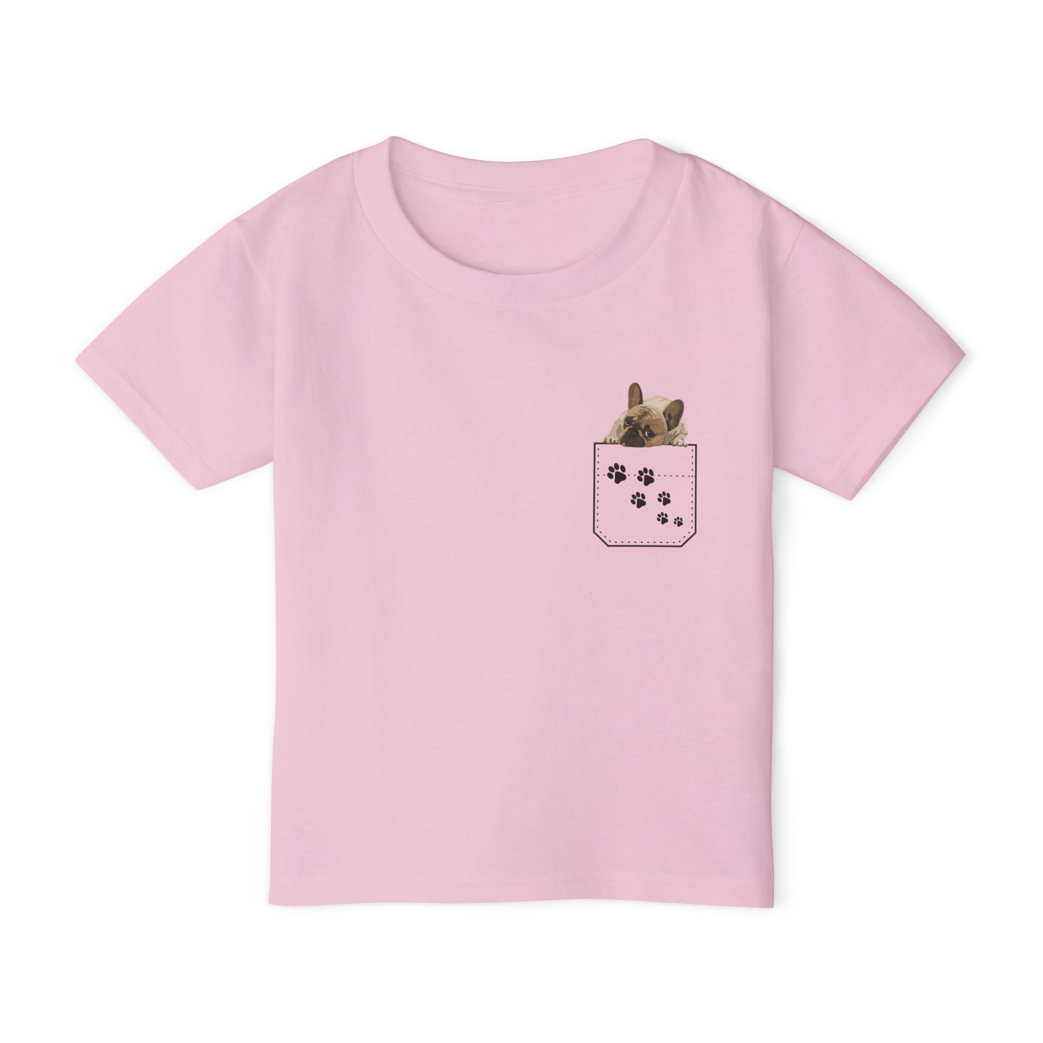 Cute and Fun Pocket Pet (Dog) Unisex Heavy Cotton Toddler T-Shirt  The Shirt Does NOT have a Pocket.  The Pocket is part of the Artwork