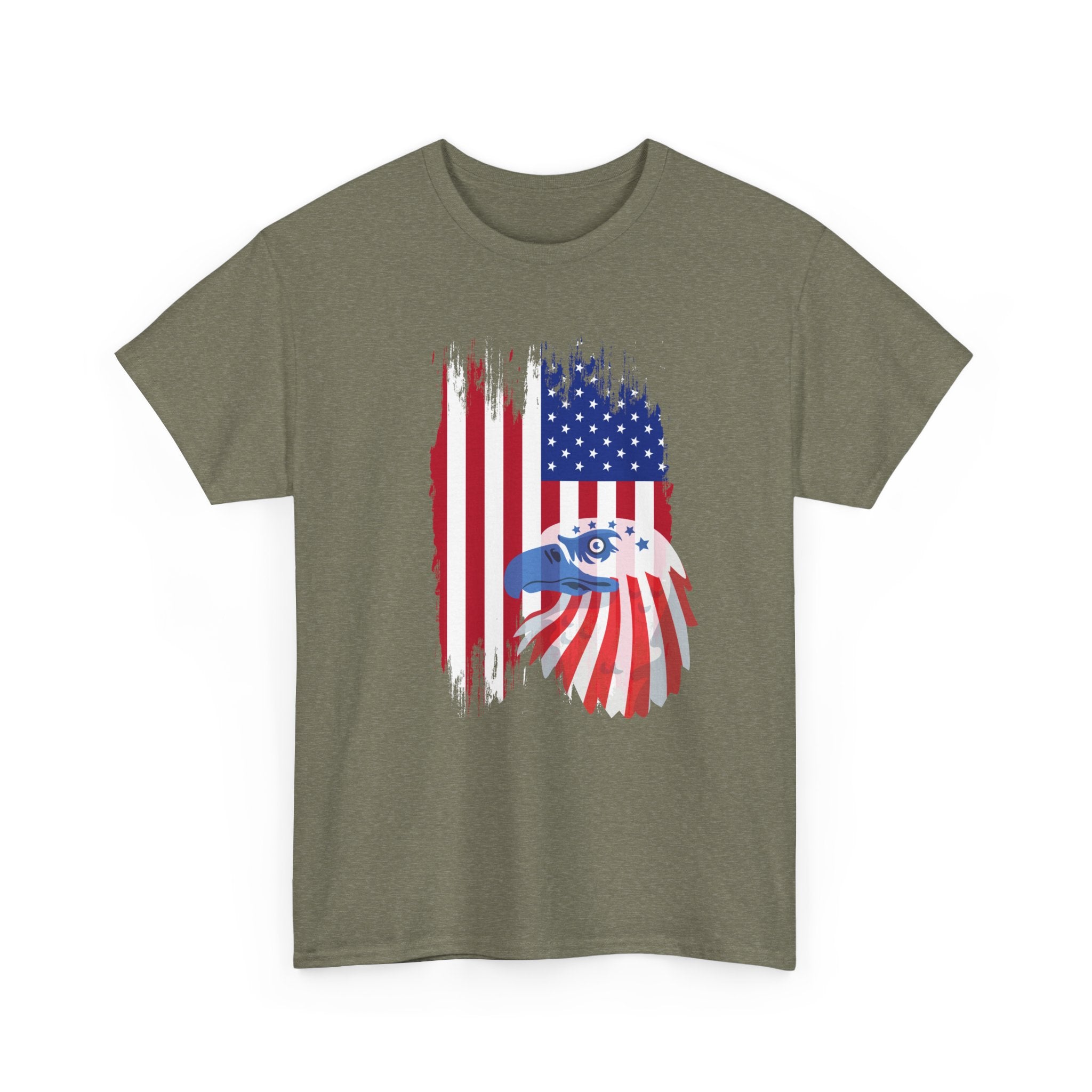 Patriotic Eagle and Flag  Unisex  Cotton T-Shirt, Casual Wear, Independence Day Gift, American Pride Shirt, 4th of July Outfit