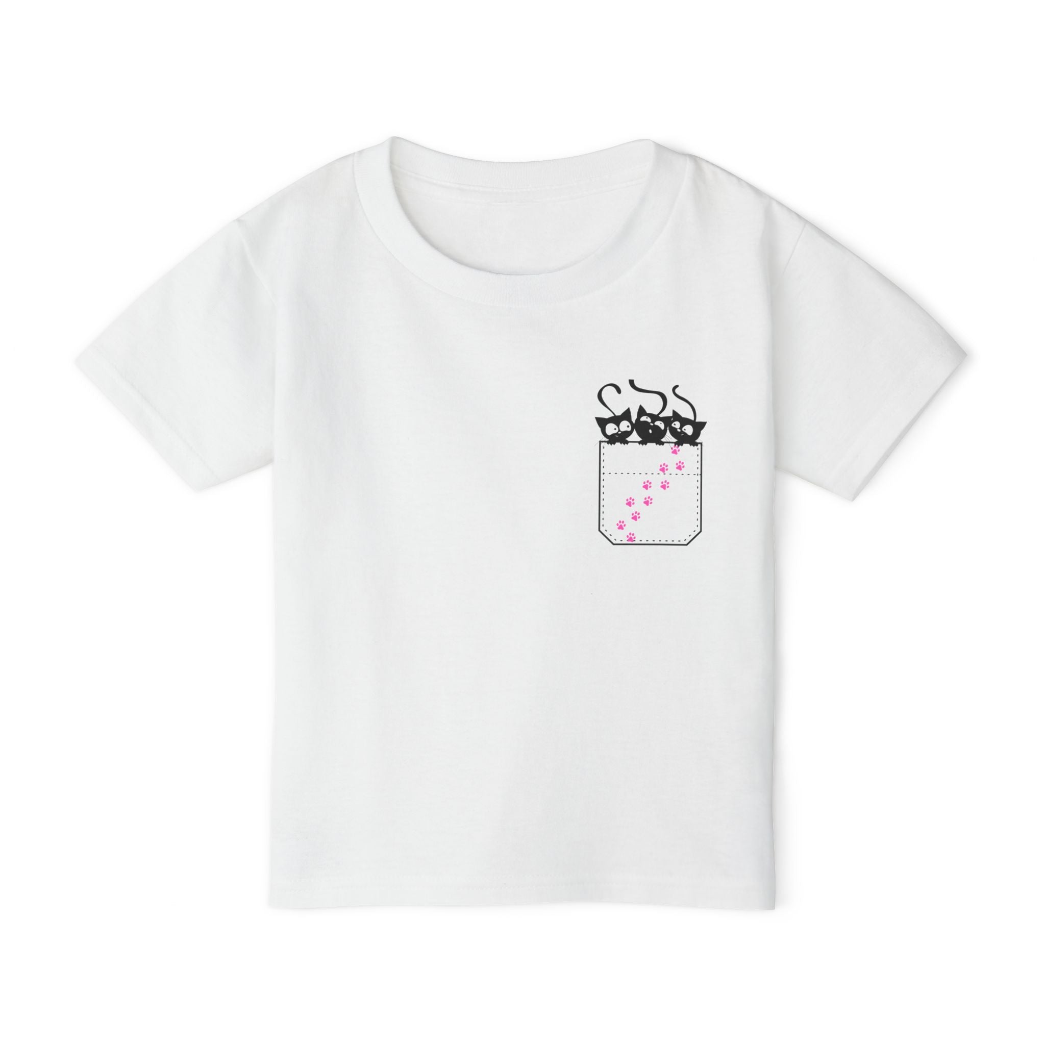 Cute and Playful Pocket Pet (Kittens) Unisex Heavy Cotton Toddler  The Shirt has NO Pocket.  The Pocket is part of the Artwork