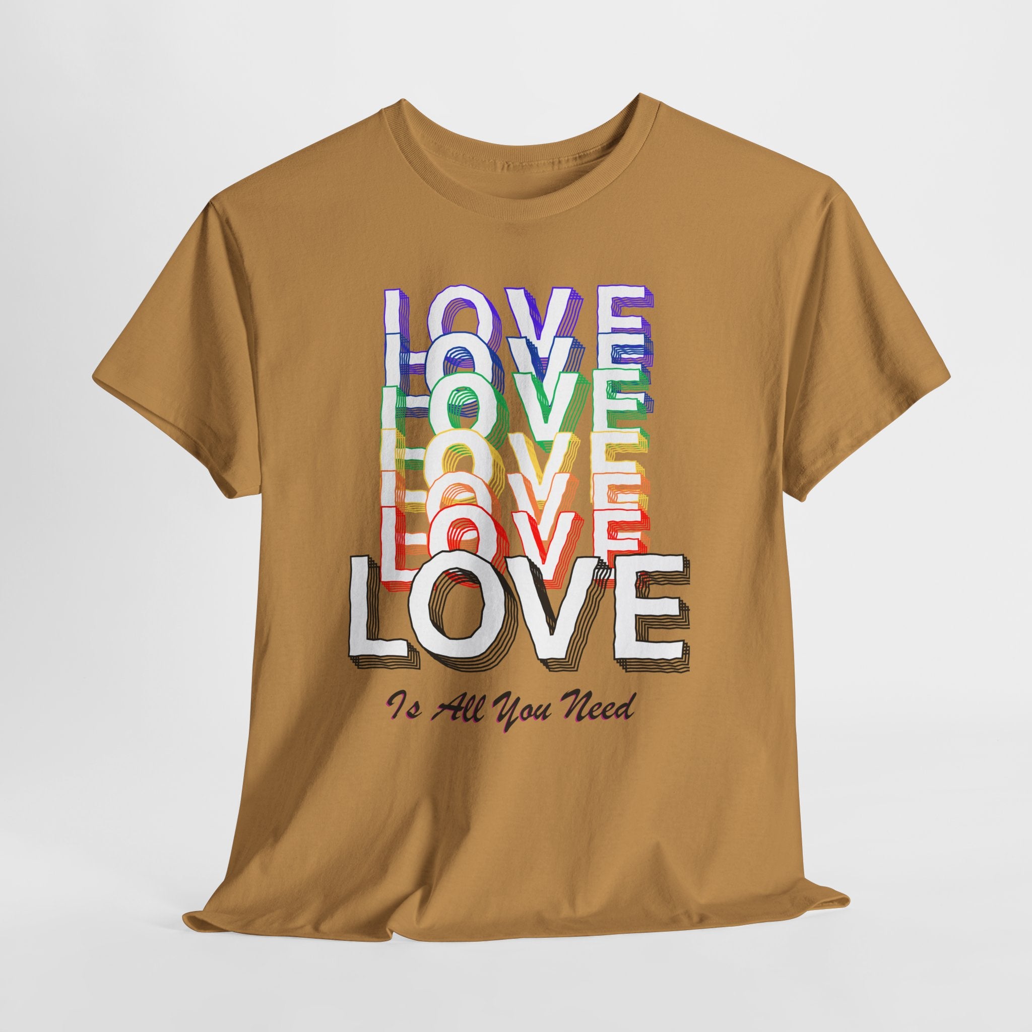 Love Rainbow Graphic  Unisex Heavy Cotton Tee — "Love Is All You Need" Casual Pride T-Shirt