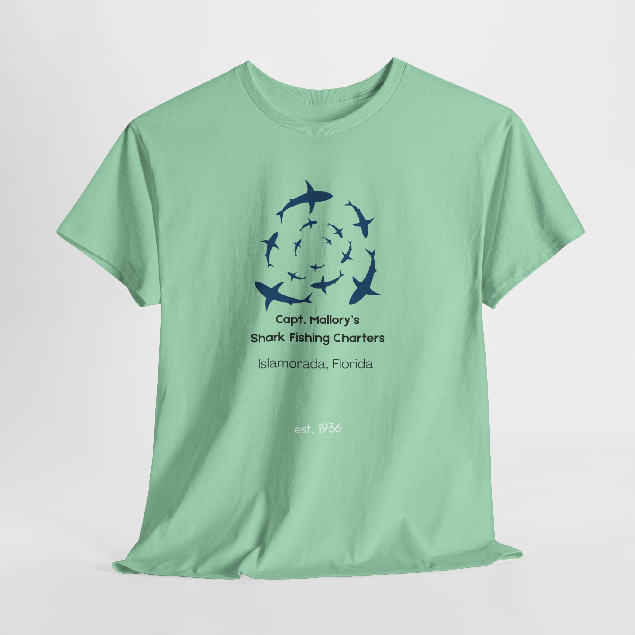 Cpt Mallory Shark Fishing Charters  Islamorada FL Tee, Unisex Cotton Shirt, Beachwear, Fishing Gift, Ocean Lover Apparel