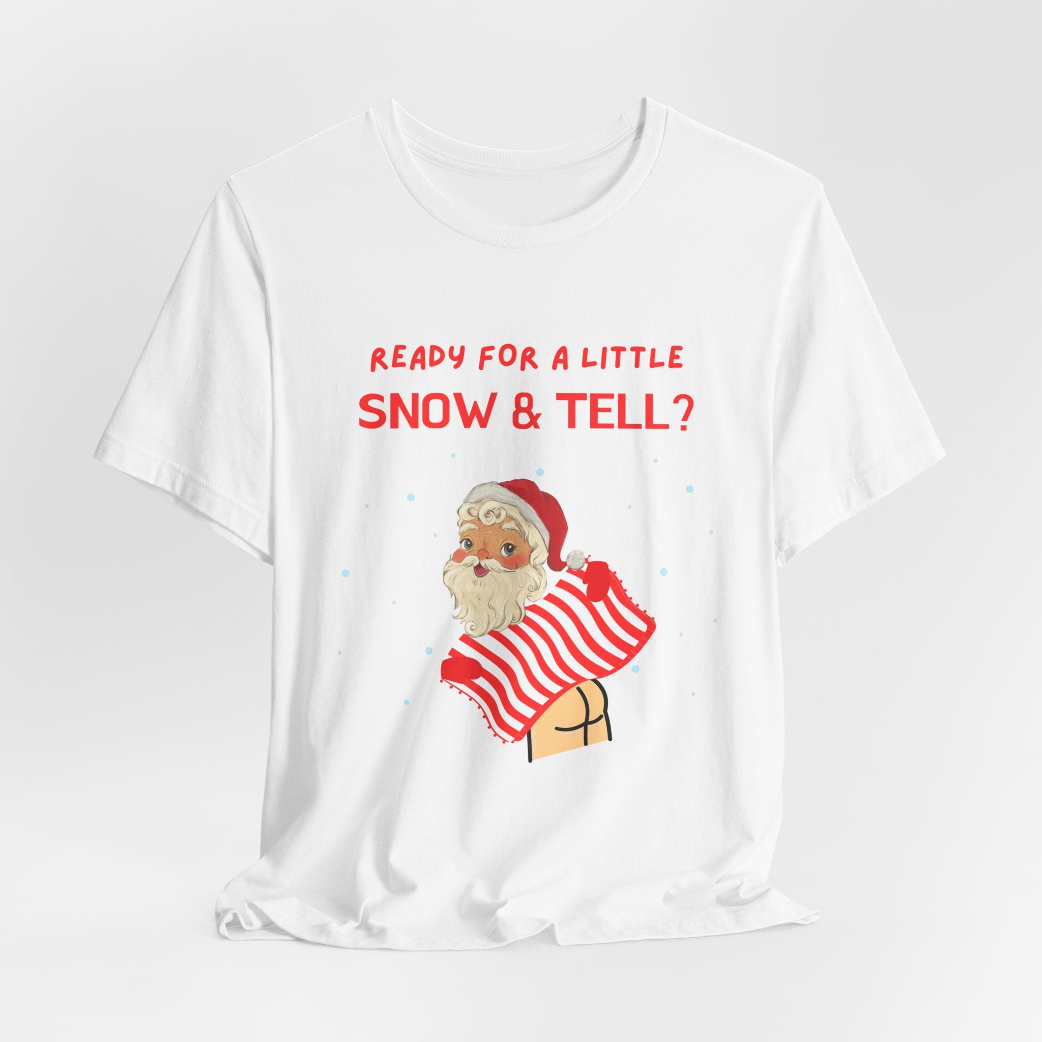 Funny but Naughty Vintage Santa  Unisex Heavy Cotton T-Shirt - "Ready for a Little Snow & Tell?" Christmas Tee