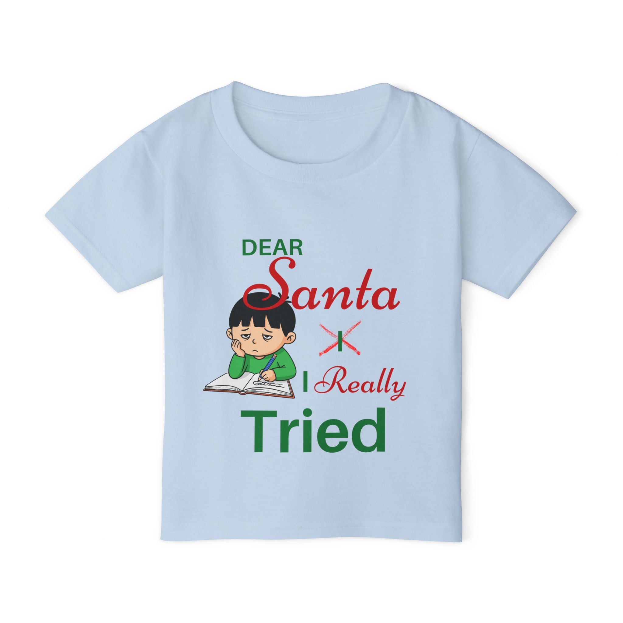 Cute  "Dear Santa I Really Tried"  Toddler-Child  Christmas Unisex  Heavy Cotton Tee Shirt