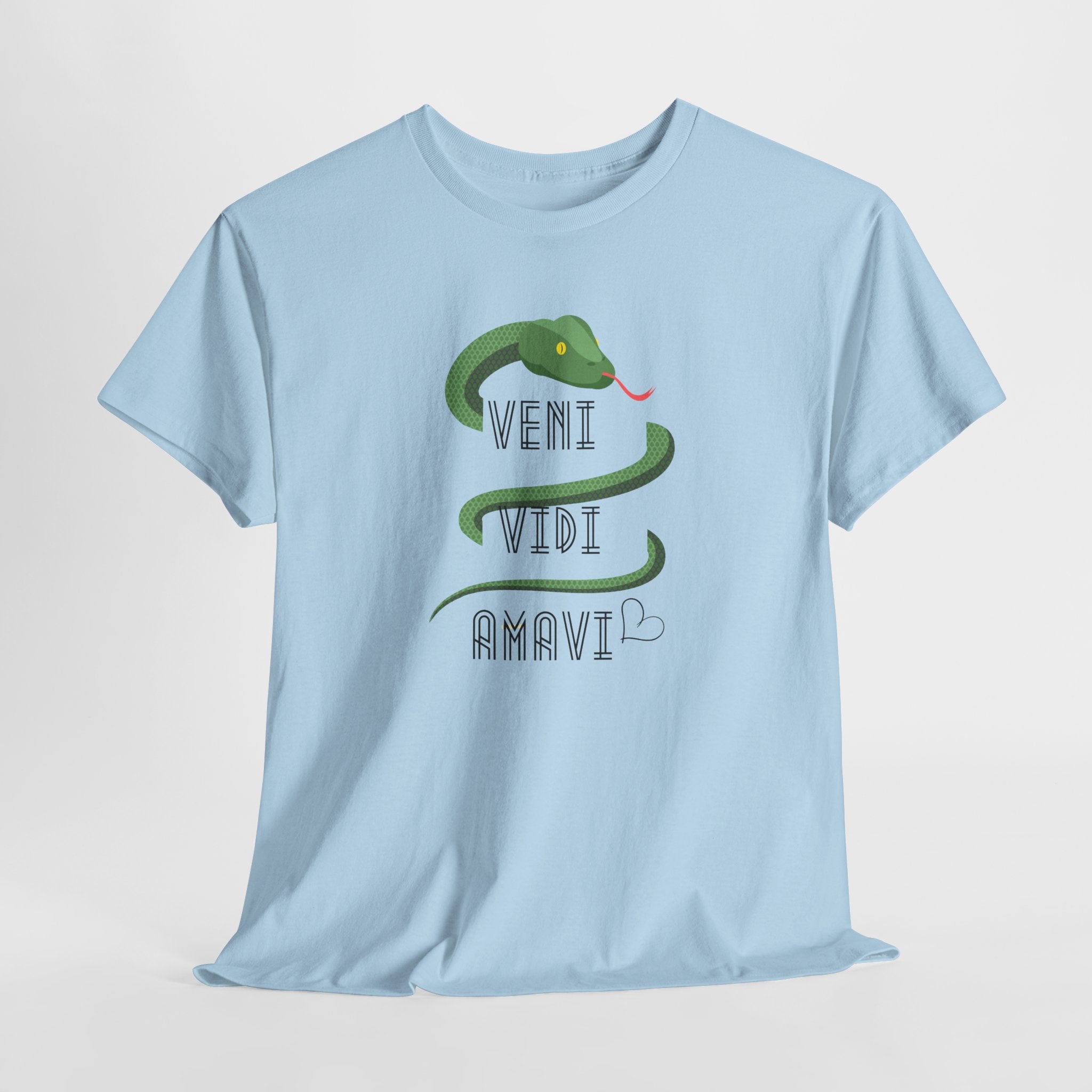 Veni Vidi Amavi  (I Came, I Saw, I Loved) Graphic Unisex Heavy Cotton Tee - Stylish Comfortable T-Shirt for Casual Wear