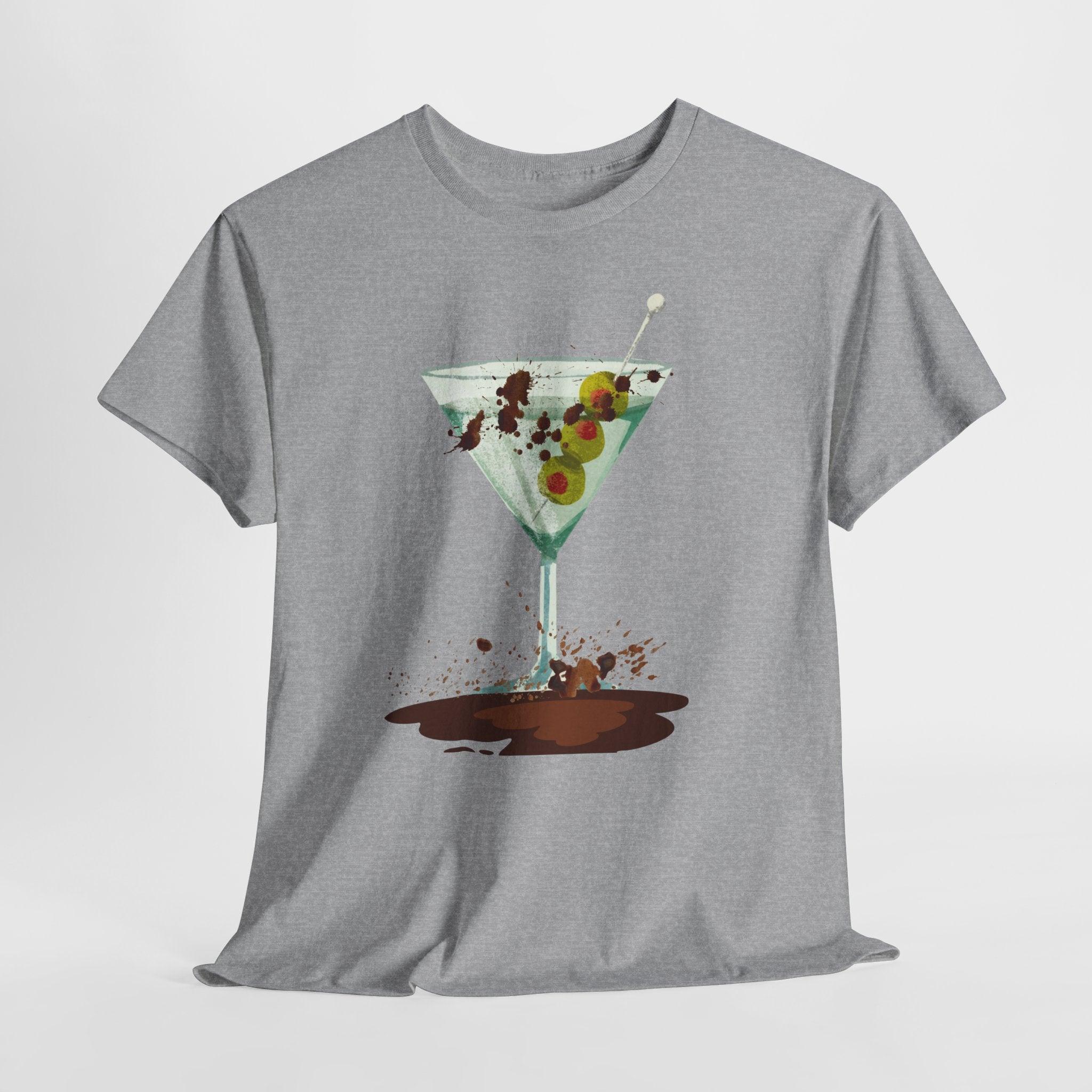 Fun Graphic "Dirty Martini" Unisex Heavy Cotton T-Shirt — Contemporary Graphic Cocktail Culture
