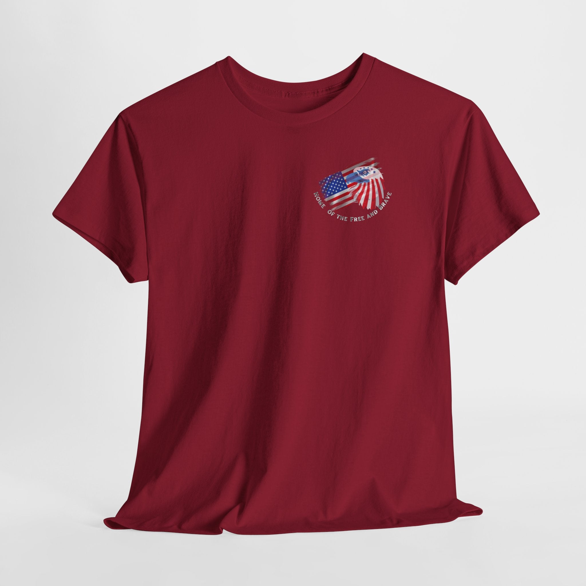 Patriotic Home of Free and Brave (Dark Shirts) Unisex Heavy Cotton Tee - Casual Tee, Vintage Style Shirt, Fourth of July Gift, USA Pride Apparel, Comfortable Everyday Wear