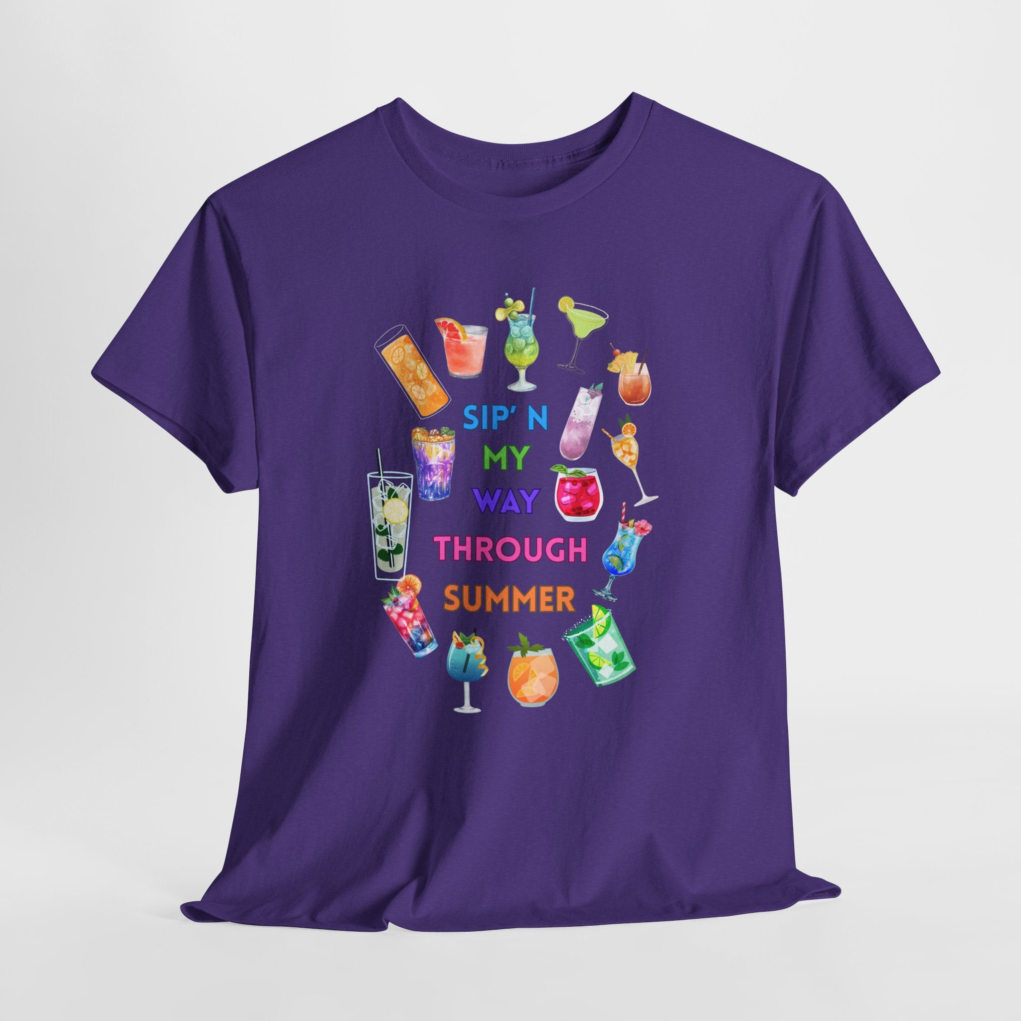 Declare Cocktail Culture at its finest Colorful Summer Unisex Tee - Sip'in My Way Through the Summer