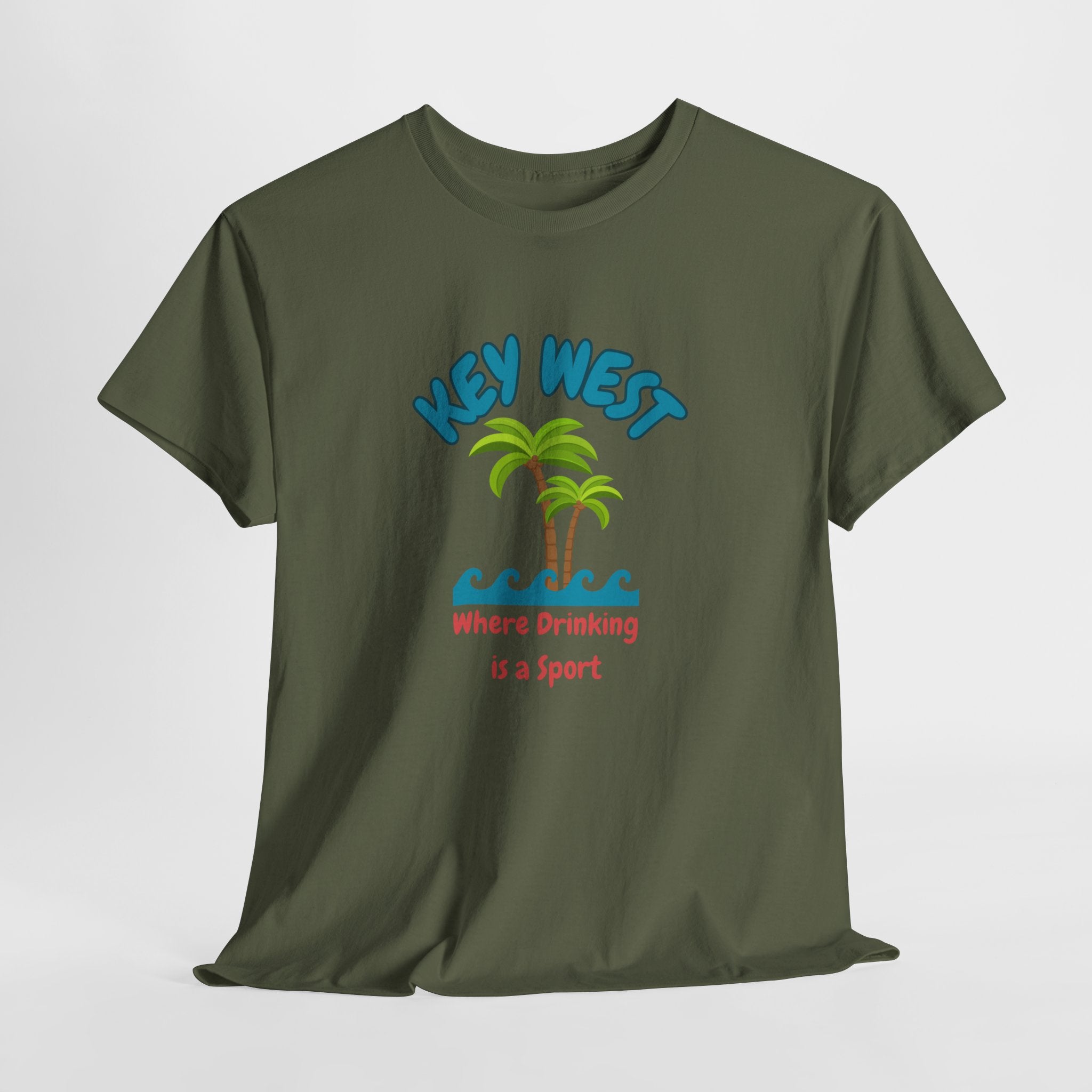 Funny Key West Drinking Unisex Heavy Cotton Tee, Beach Vibe Shirt, Summer Vacation Apparel, Gift for Travelers, Fun Drinking Sport Tee